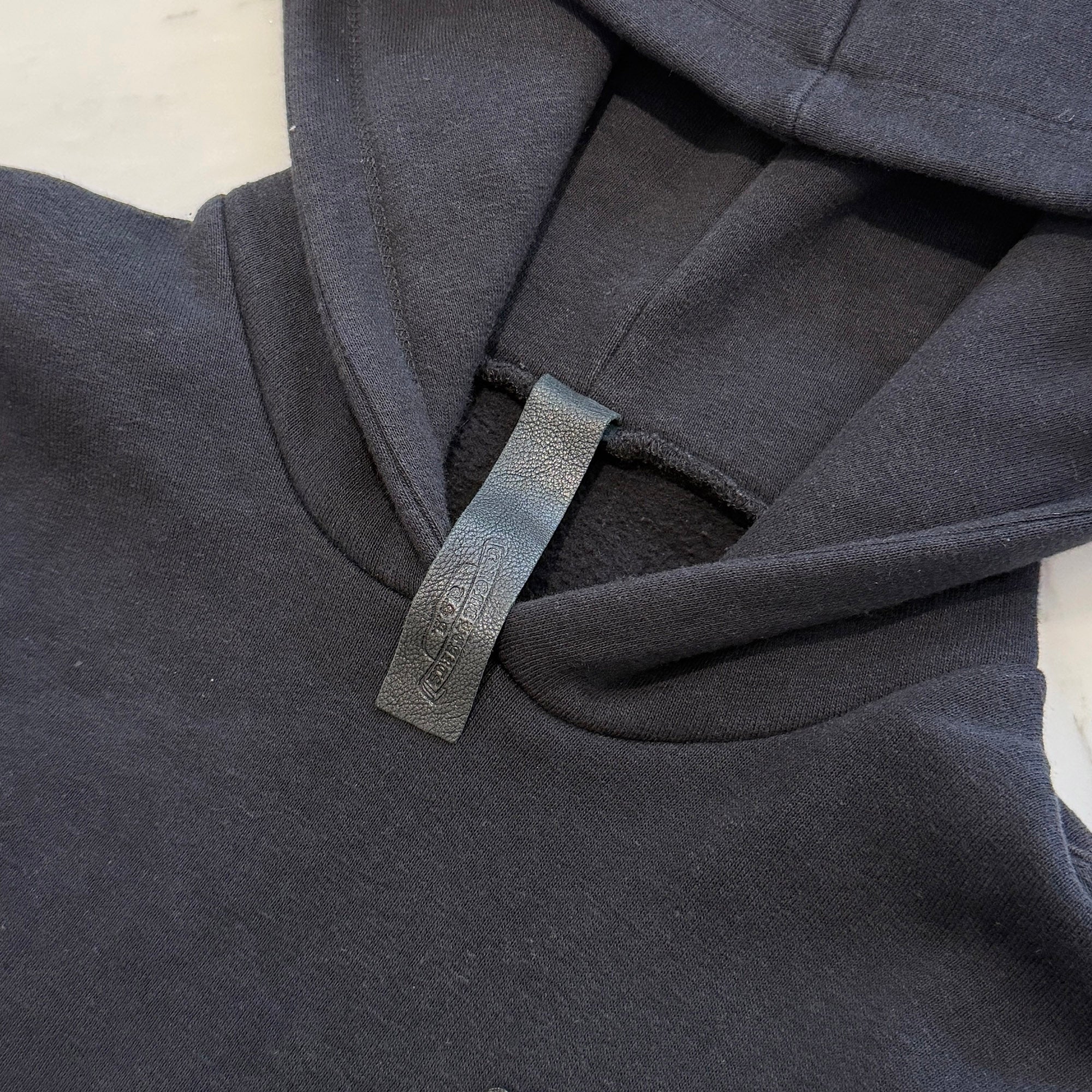 CHROME HEARTS Y NOT Leather Cross Patch Arm Leather Switching Pullover Hoodie Size S クロムハーツ ワイノット レザークロスパッチ アームレザー切替 プルオーバーフーディー サイズS