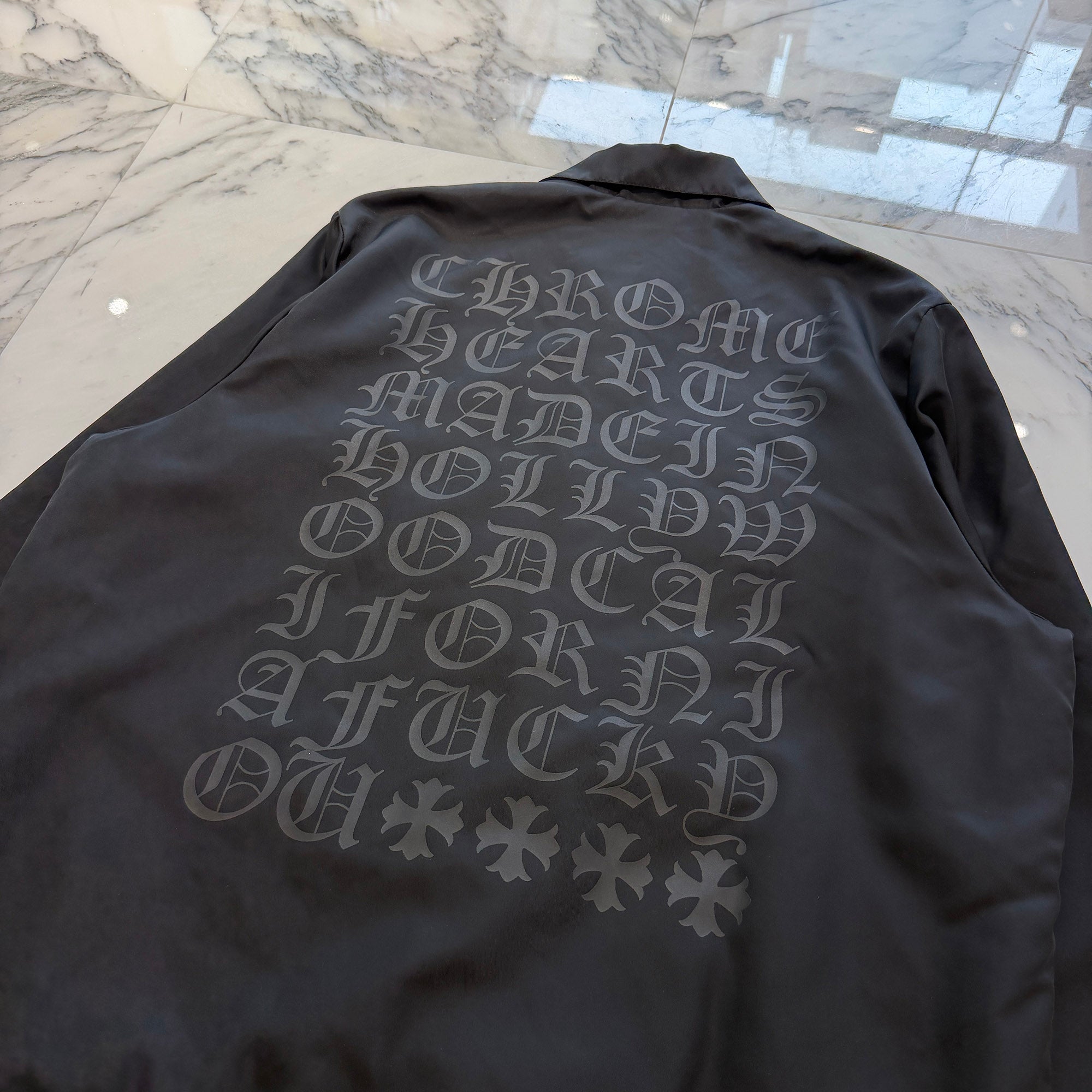 CHROME HEARTS RIGGINS FBRC English Print Nylon Coach Jacket Size XL クロムハーツ リギンズ ファブリック イングリッシュ プリント ナイロンコーチジャケット サイズXL