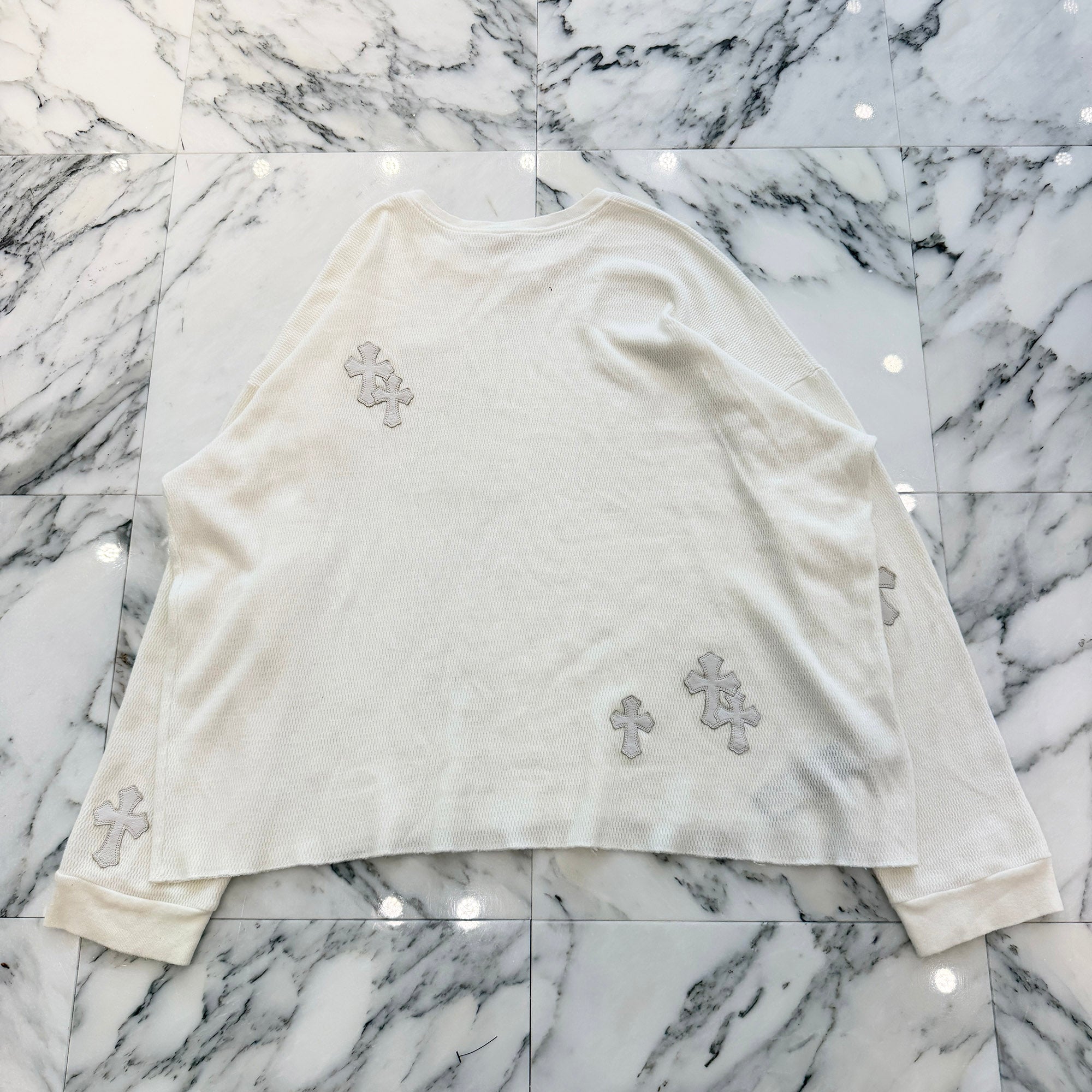 CHROME HEARTS Y NOT Multi Leather Patch Thermal Long Sleeve Tee Size XL クロムハーツ ワイノット マルチレザーパッチ サーマルロングスリーブTシャツ サイズXL