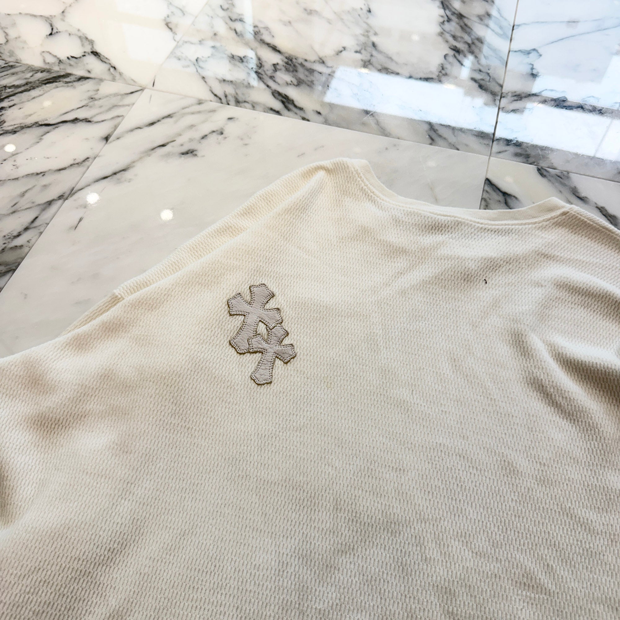 CHROME HEARTS Y NOT Multi Leather Patch Thermal Long Sleeve Tee Size XL クロムハーツ ワイノット マルチレザーパッチ サーマルロングスリーブTシャツ サイズXL