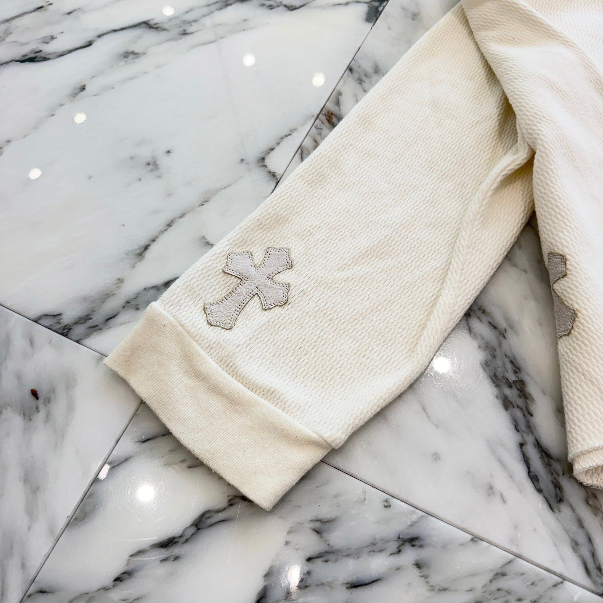 CHROME HEARTS Y NOT Multi Leather Patch Thermal Long Sleeve Tee Size XL クロムハーツ ワイノット マルチレザーパッチ サーマルロングスリーブTシャツ サイズXL