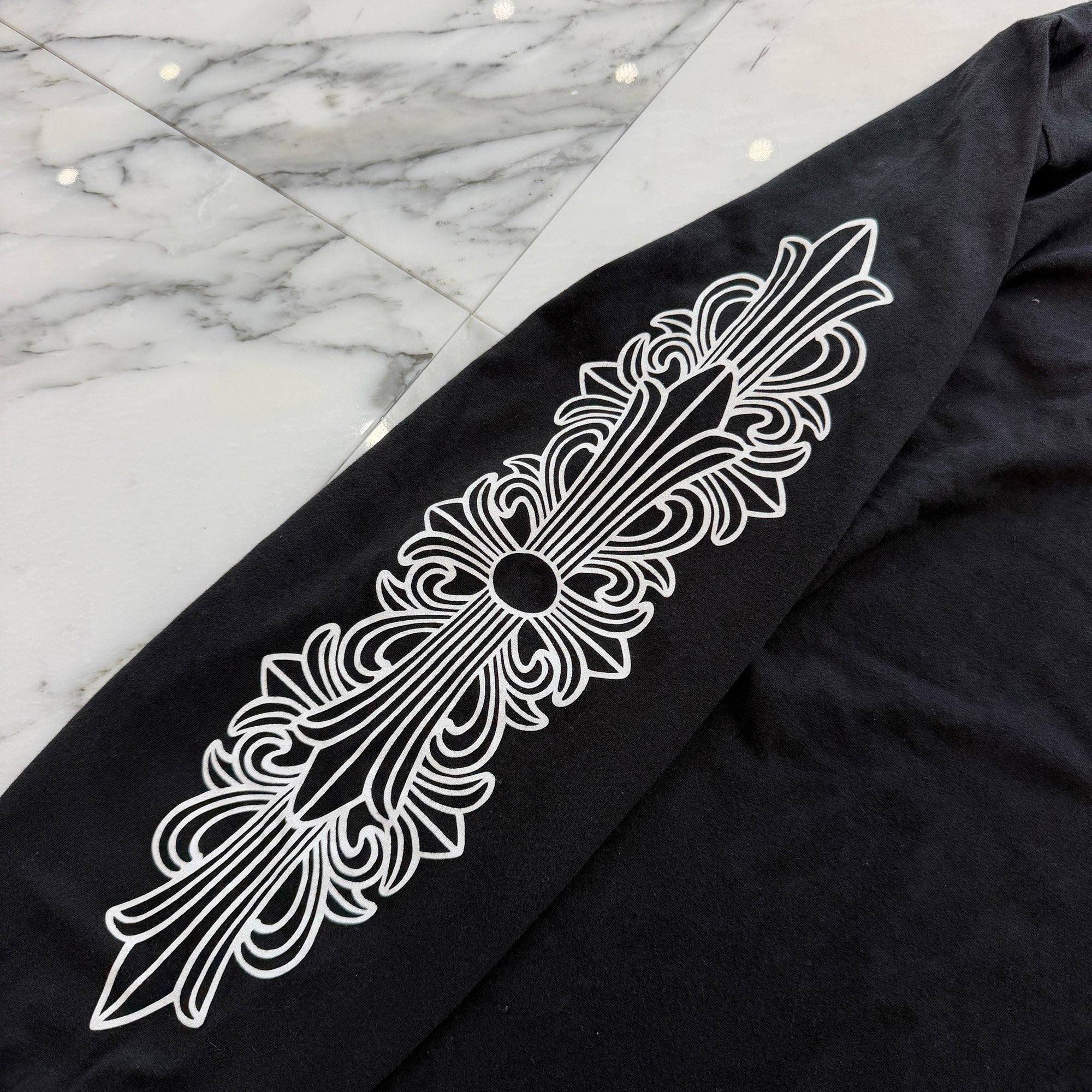 CHROME HEARTS Floral Cross Horseshoe Long Sleeve Tee Size XL クロムハーツ フローラルクロス ホースシュー ロングスリーブ Tシャツ サイズXL