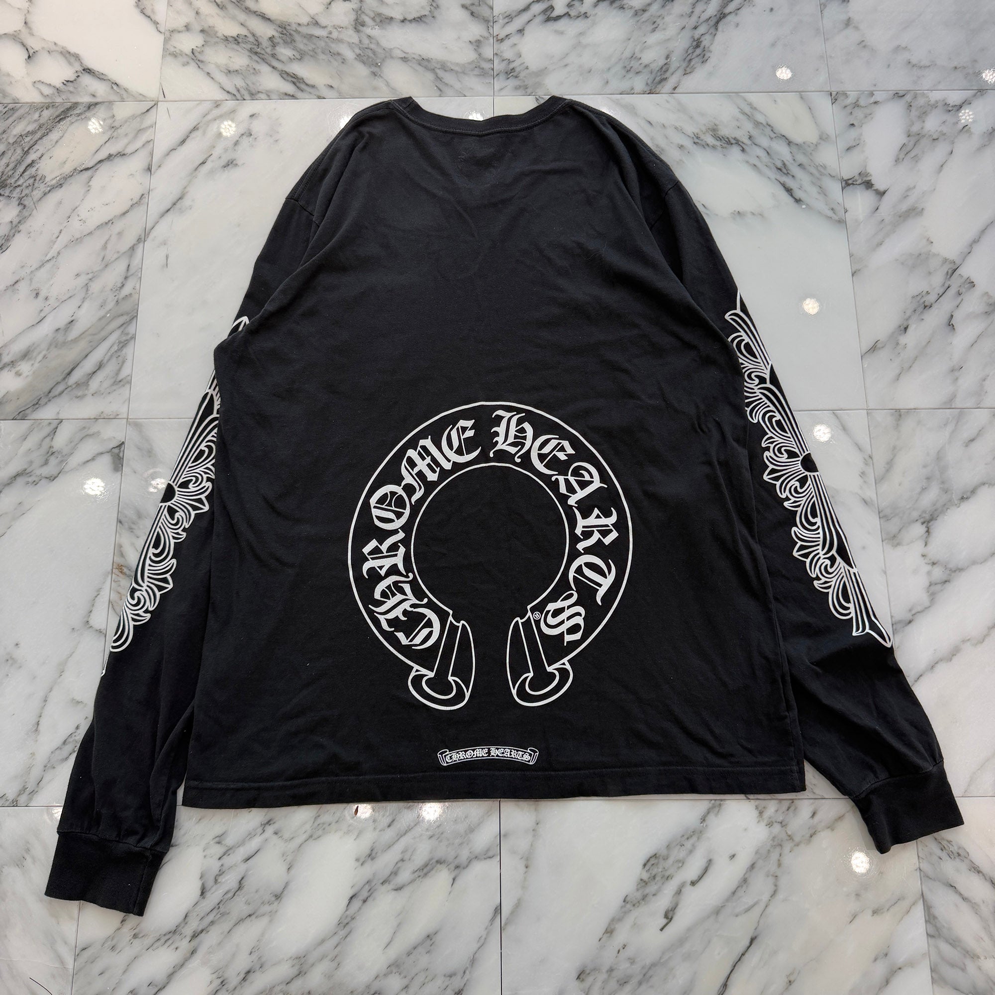 CHROME HEARTS Floral Cross Horseshoe Long Sleeve Tee Size XL クロムハーツ フローラルクロス ホースシュー ロングスリーブ Tシャツ サイズXL