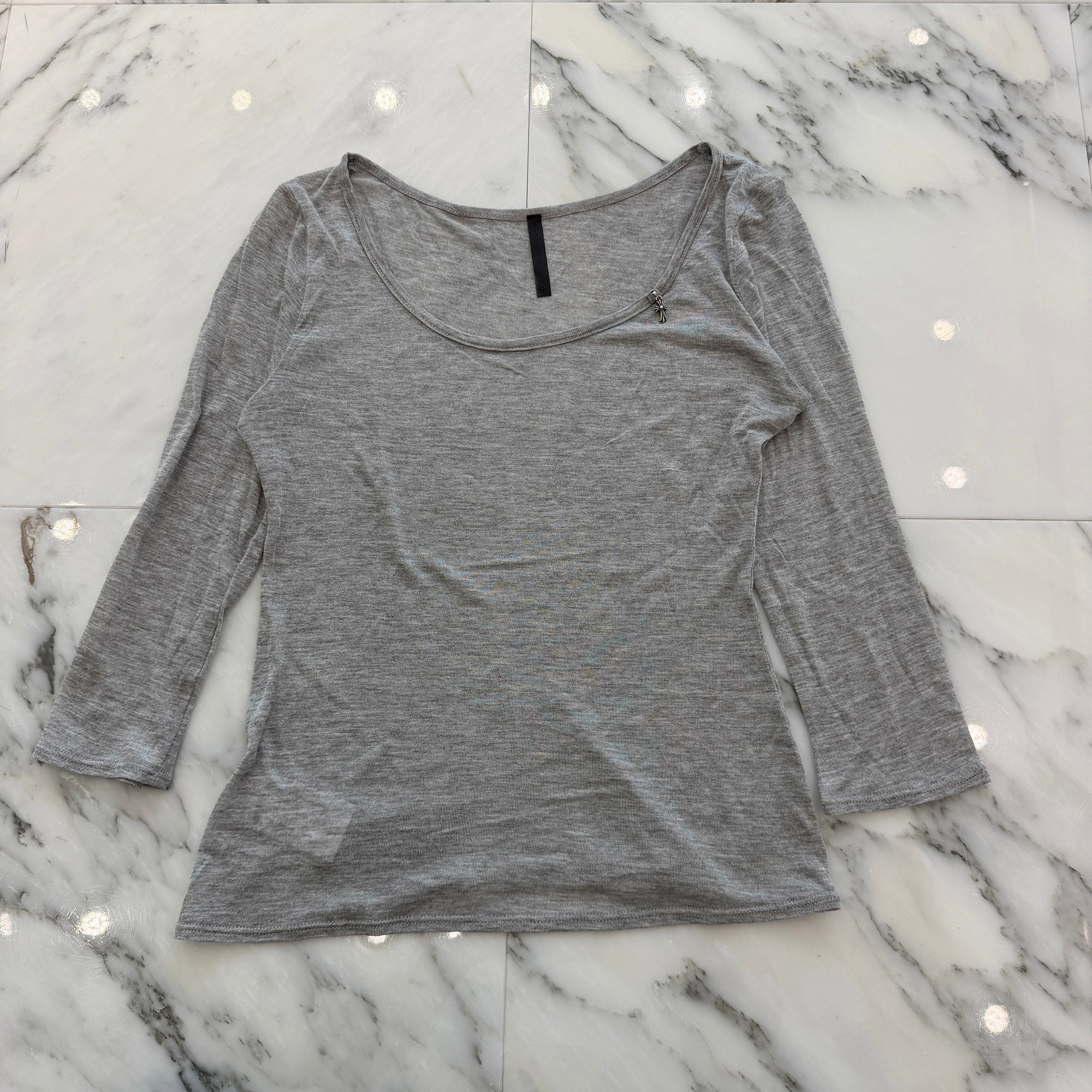CHROME HEARTS CH Cross Baby Fat Sheer Long Sleeve Tee Size S クロムハーツ CHクロス ベビーファット装飾 シアー ロングスリーブＴシャツ サイズS