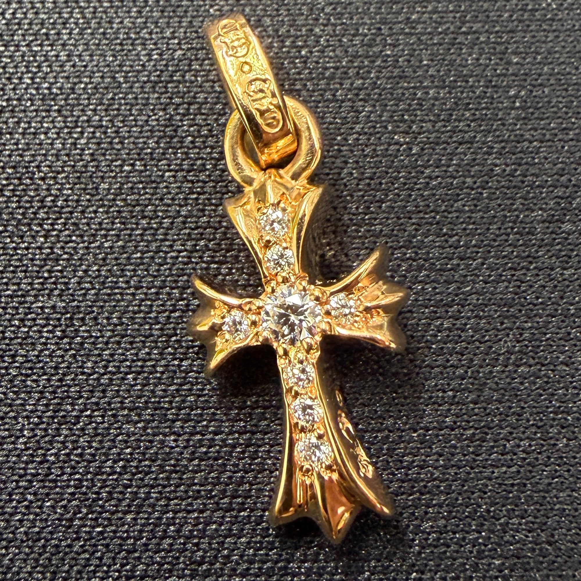 CHROME HEARTS 22K CH Cross Baby Fat Charm Pave Diamond クロムハーツ 22K CHクロス ベビーファット チャーム パヴェダイヤモンド