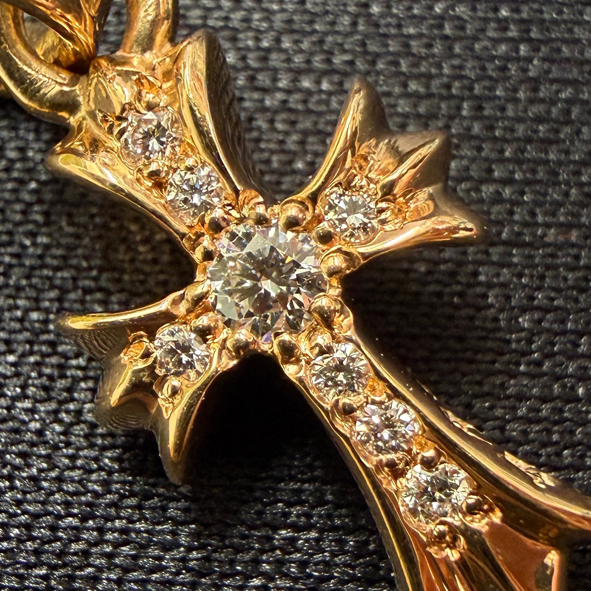 CHROME HEARTS 22K CH Cross Baby Fat Charm Pave Diamond クロムハーツ 22K CHクロス ベビーファット チャーム パヴェダイヤモンド