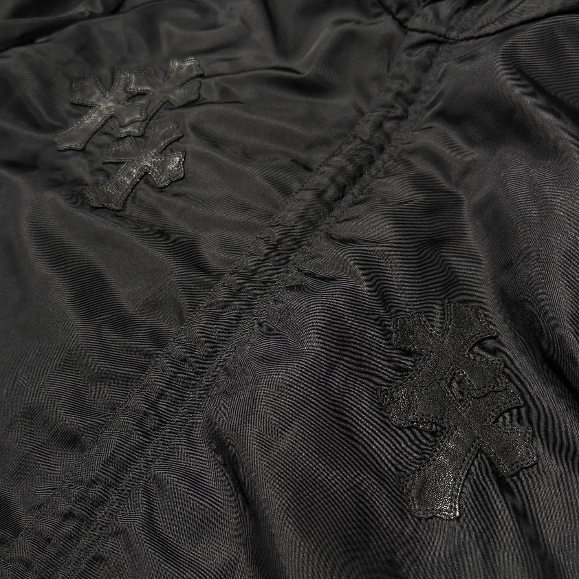 CHROME HEARTS Y NOT PUDDLES Cemetery Cross Leather Patch Zip Up Nylon Hooded Coat Size XL クロムハーツ ワイノット パドルズ セメタリークロス レザーパッチ ジップアップ ナイロン フーデッド コート サイズXL