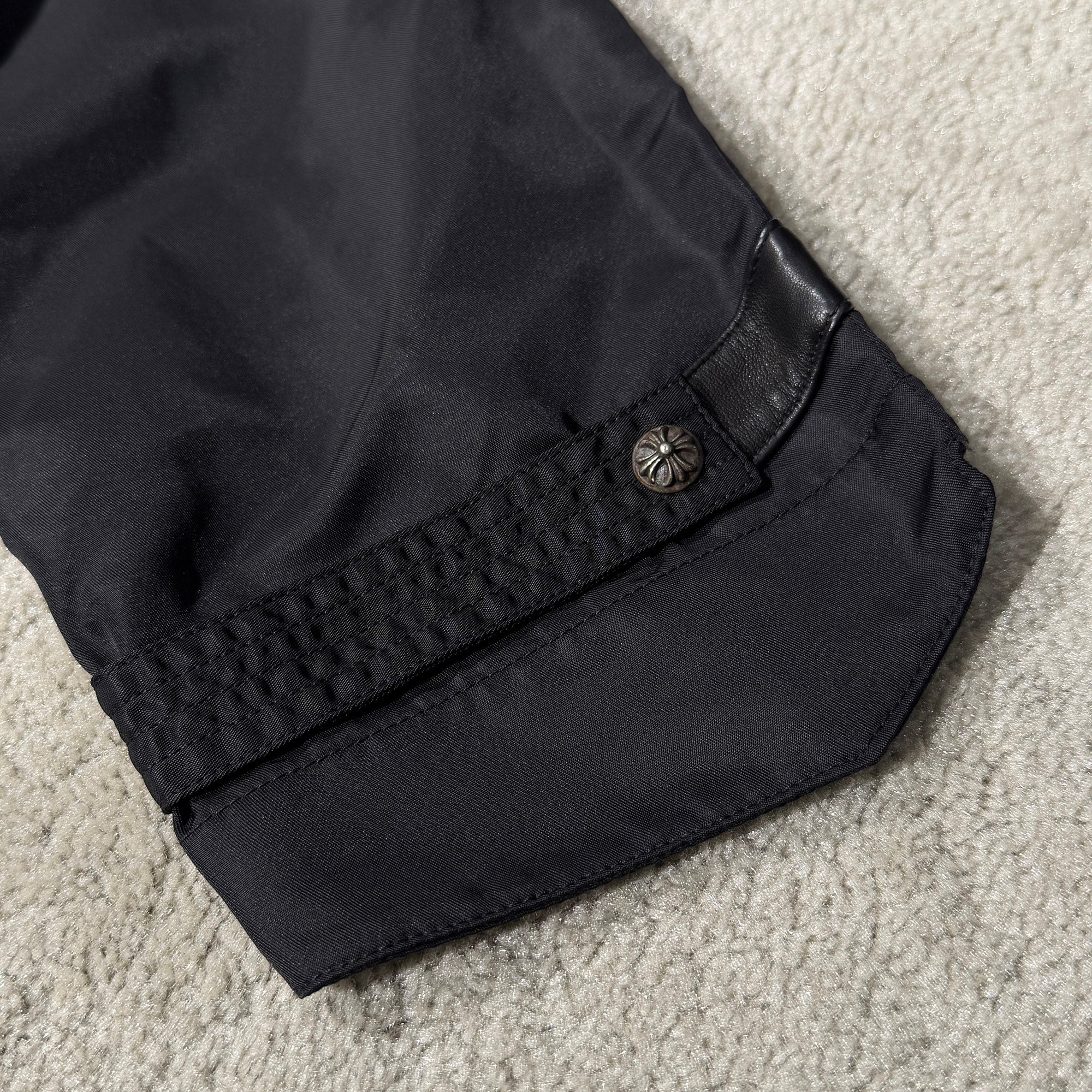 CHROME HEARTS Y NOT PUDDLES Cemetery Cross Leather Patch Zip Up Nylon Hooded Coat Size XL クロムハーツ ワイノット パドルズ セメタリークロス レザーパッチ ジップアップ ナイロン フーデッド コート サイズXL