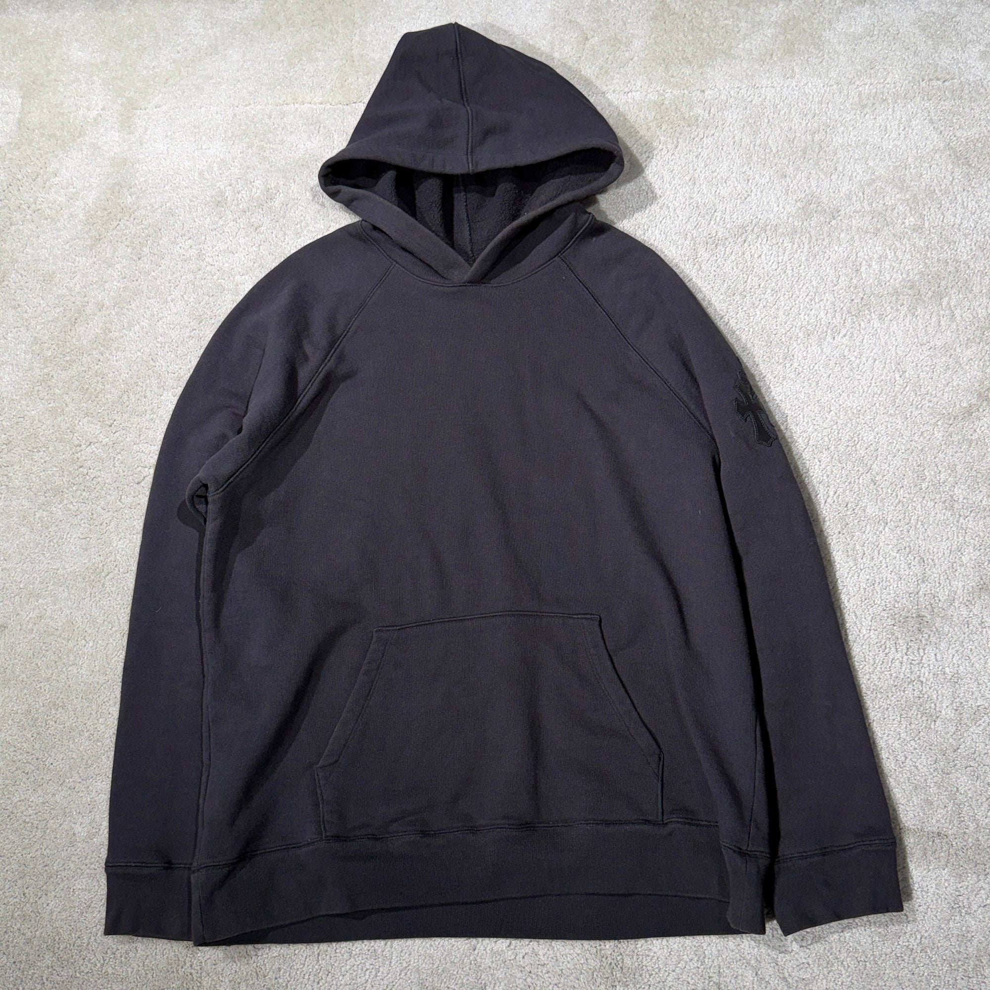 CHROME HEARTS Y NOT Cemetery Cross Leather Patch Pullover Hoodie Size XL クロムハーツ ワイノット セメタリークロス レザーパッチ プルオーバーフーディ サイズXL