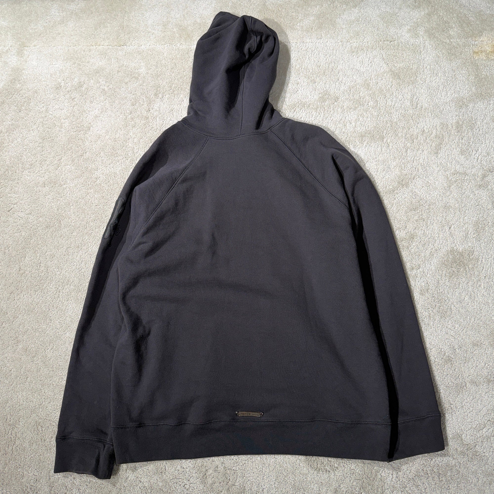 CHROME HEARTS Y NOT Cemetery Cross Leather Patch Pullover Hoodie Size XL クロムハーツ ワイノット セメタリークロス レザーパッチ プルオーバーフーディ サイズXL