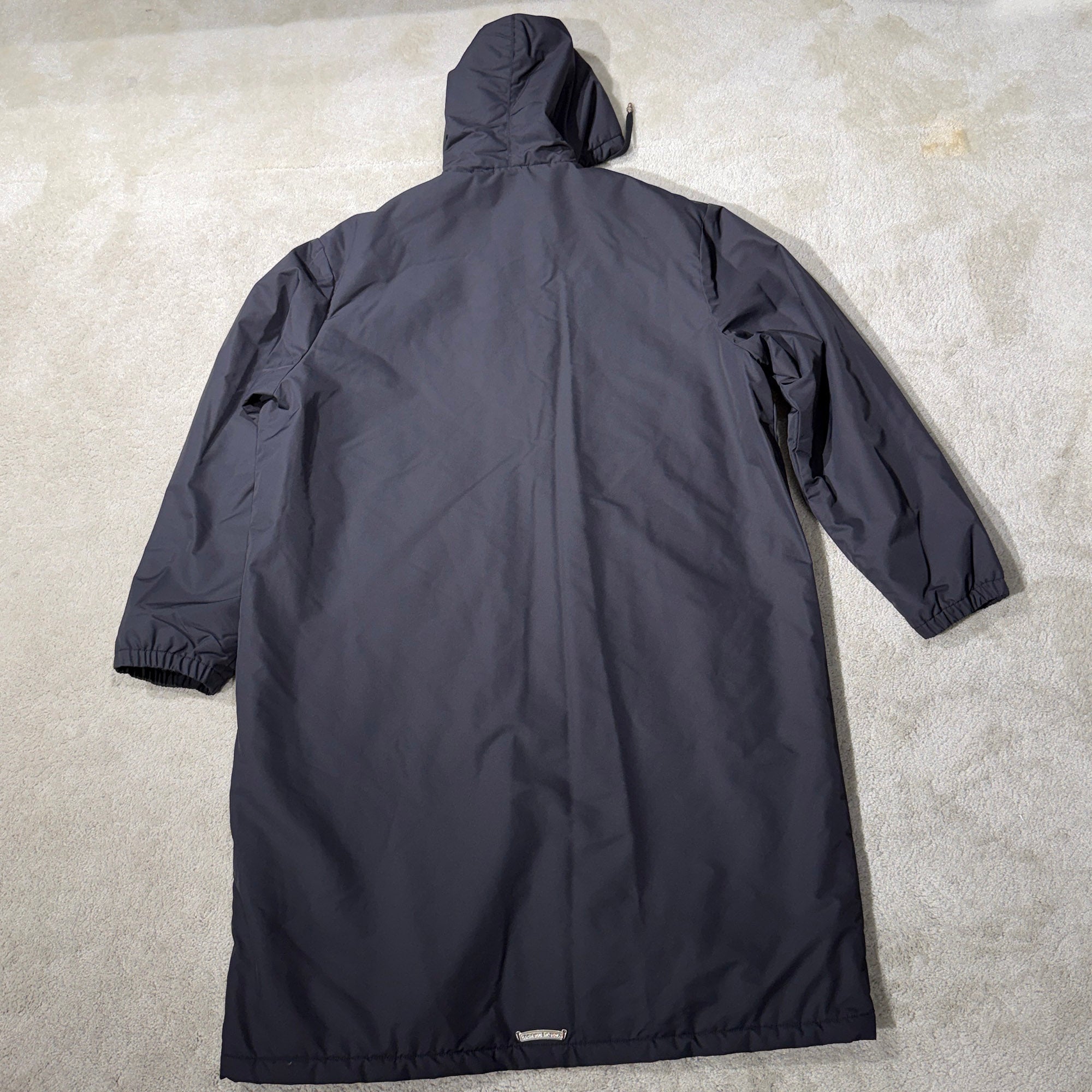 CHROME HEARTS Lucky Patch HURRICANE Dagger Zip Up Nylon Leather Long Coat Size XL クロムハーツ ラッキー パッチ ハリケーン ダガージップアップ ナイロンレザー ロングコート サイズXL