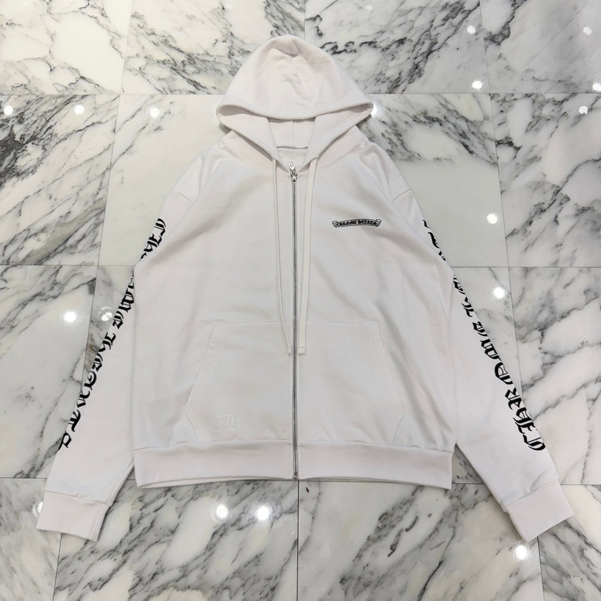 CHROME HEARTS Back Scroll Label Logo Zip Up Hoodie Size M クロムハーツ バックスクロールラベルロゴジップアップフーディ サイズM