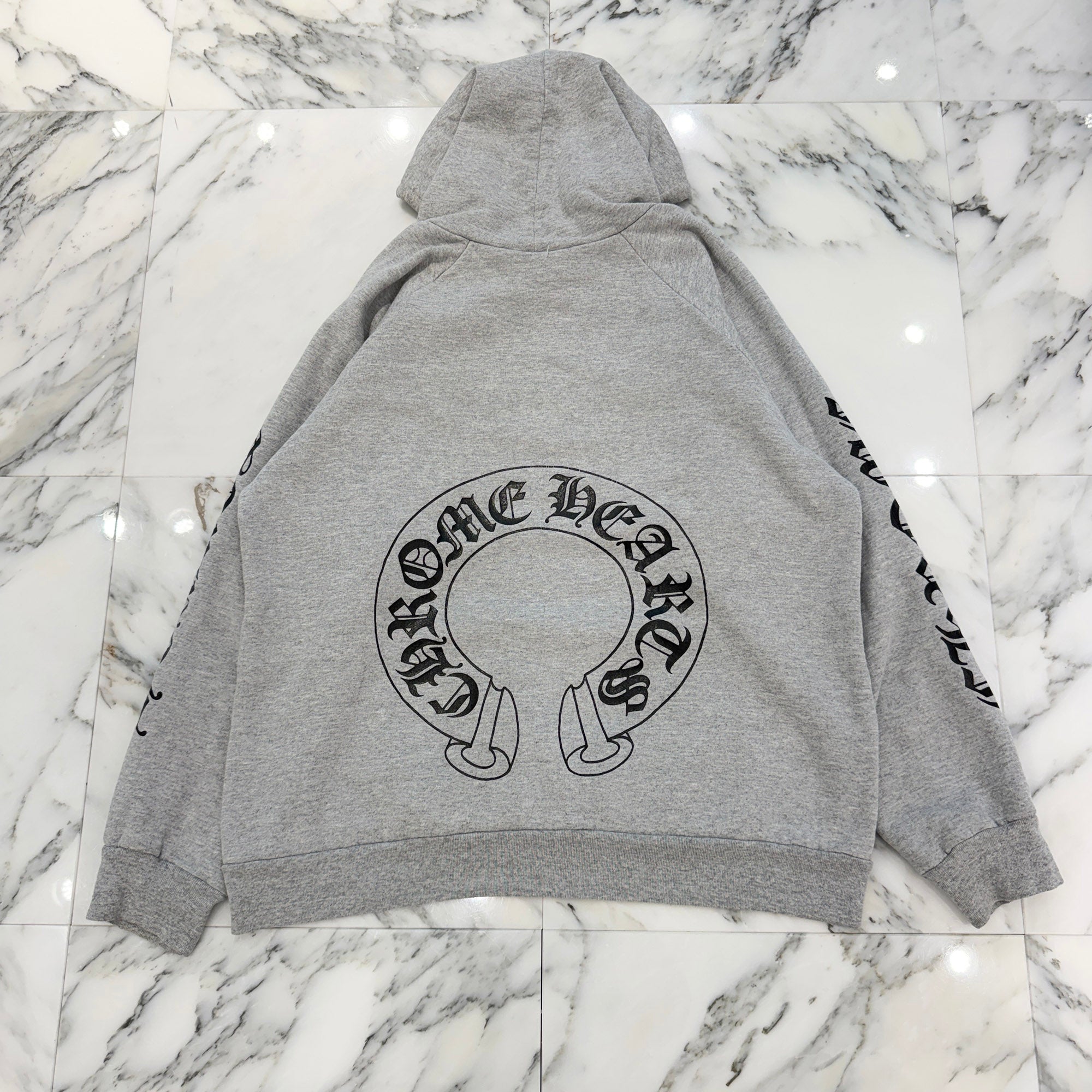 CHROME HEARTS Back Horseshoe Arm Logo Thermal Pullover Hoodie Size M クロムハーツ バックホースシュー アームロゴ サーマルプルオーバーフーディ サイズM