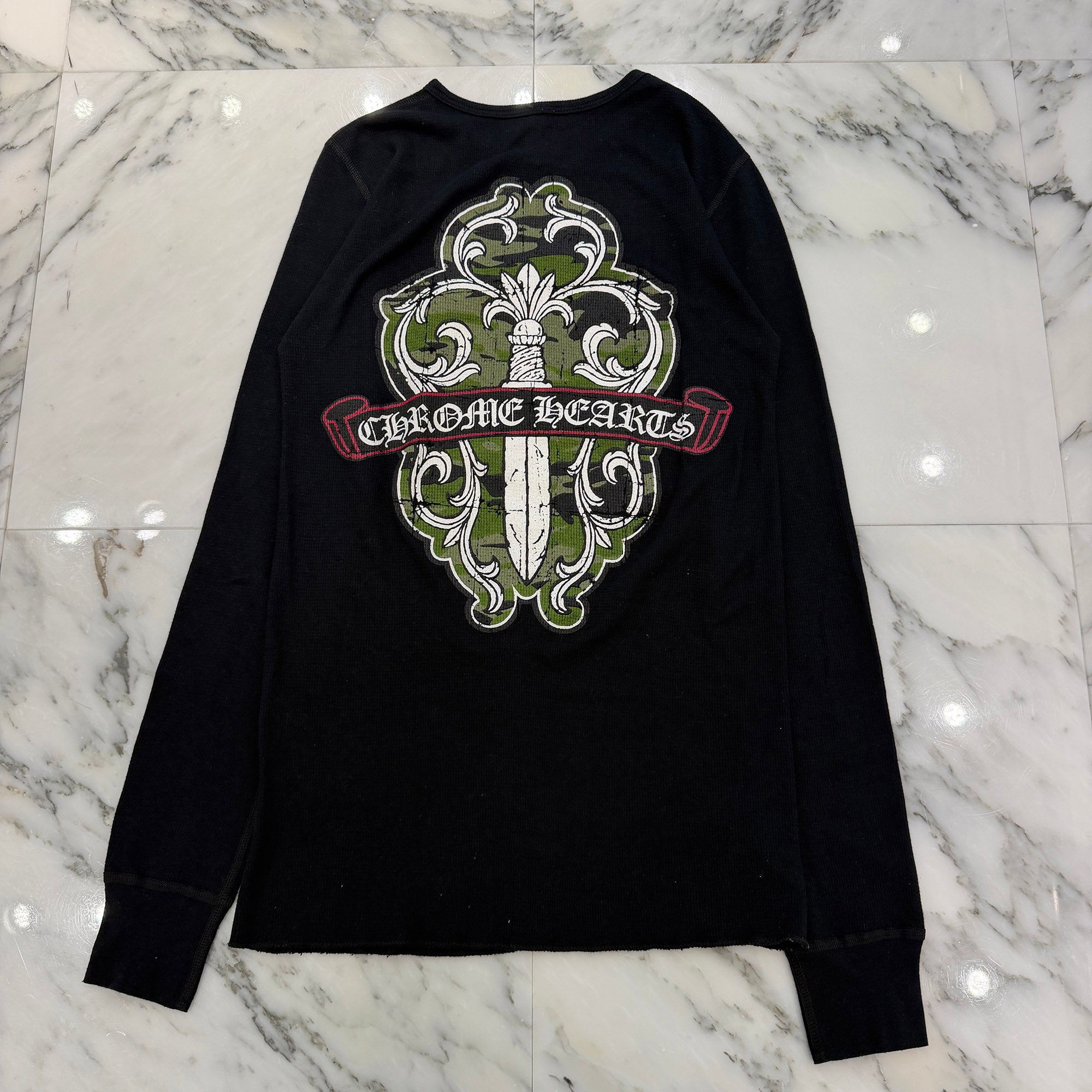 CHROME HEARTS Camouflage Vine Dagger Thermel Long Sleeve Tee Size S クロムハーツ カモフラージュ ヴァインダガーサーマル ロング スリーブ Tシャツ サイズS