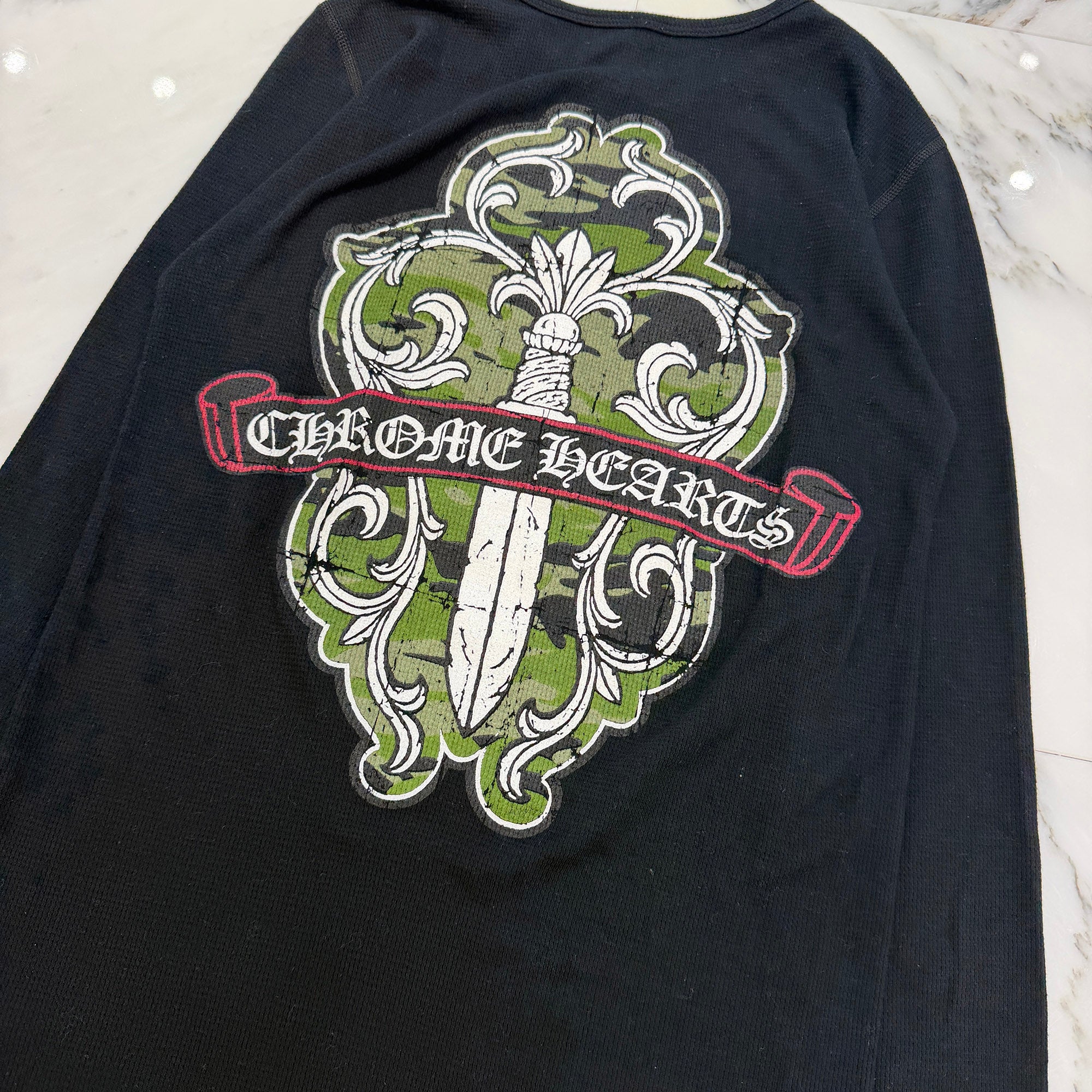 CHROME HEARTS Camouflage Vine Dagger Thermel Long Sleeve Tee Size S クロムハーツ カモフラージュ ヴァインダガーサーマル ロング スリーブ Tシャツ サイズS