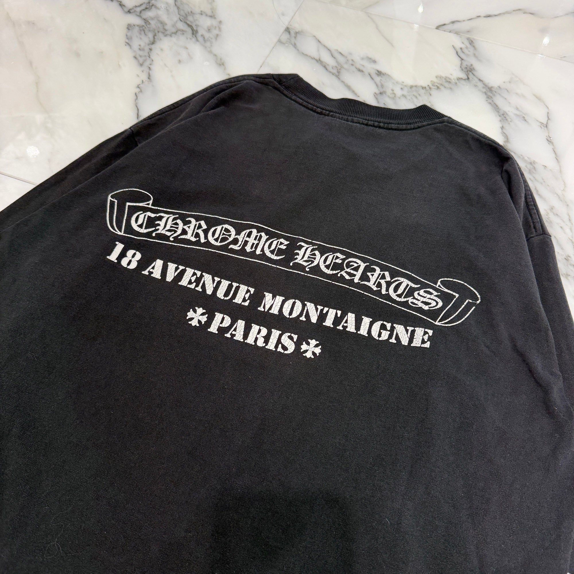 CHROME HEARTS Paris Limited Floral Cross 18 Avenue Long Sleeve Tee Size L クロムハーツ パリ限定 フローラルクロス 18アヴェニュー ロングスリーブ Tシャツ サイズL