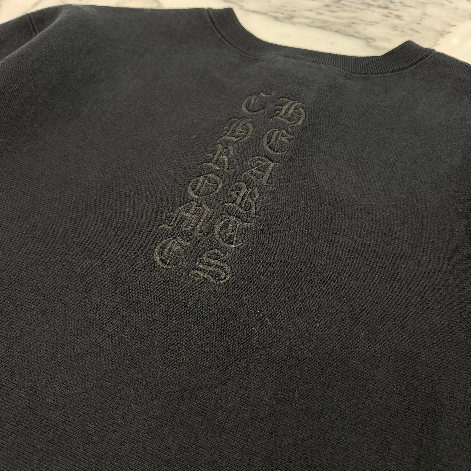 CHROME HEARTS Y NOT KING FISH Vine Dagger Logo Embroidery Crew Neck Sweat Tee Size XL クロムハーツ ワイノット キングフィッシュ ヴァインダガー ロゴ刺繍 クルーネック スウェットTシャツ サイズXL
