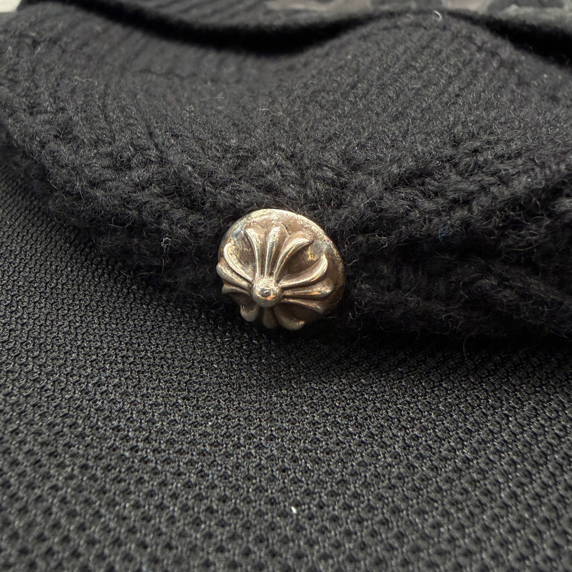 CHROME HEARTS CH Cross Leather Cemetery Cross Patch Cashmere Beanie Size ONE SIZE (22cm) クロムハーツ CHクロス レザーセメタリークロスパッチ カシミヤビーニー サイズONE SIZE (22cm)