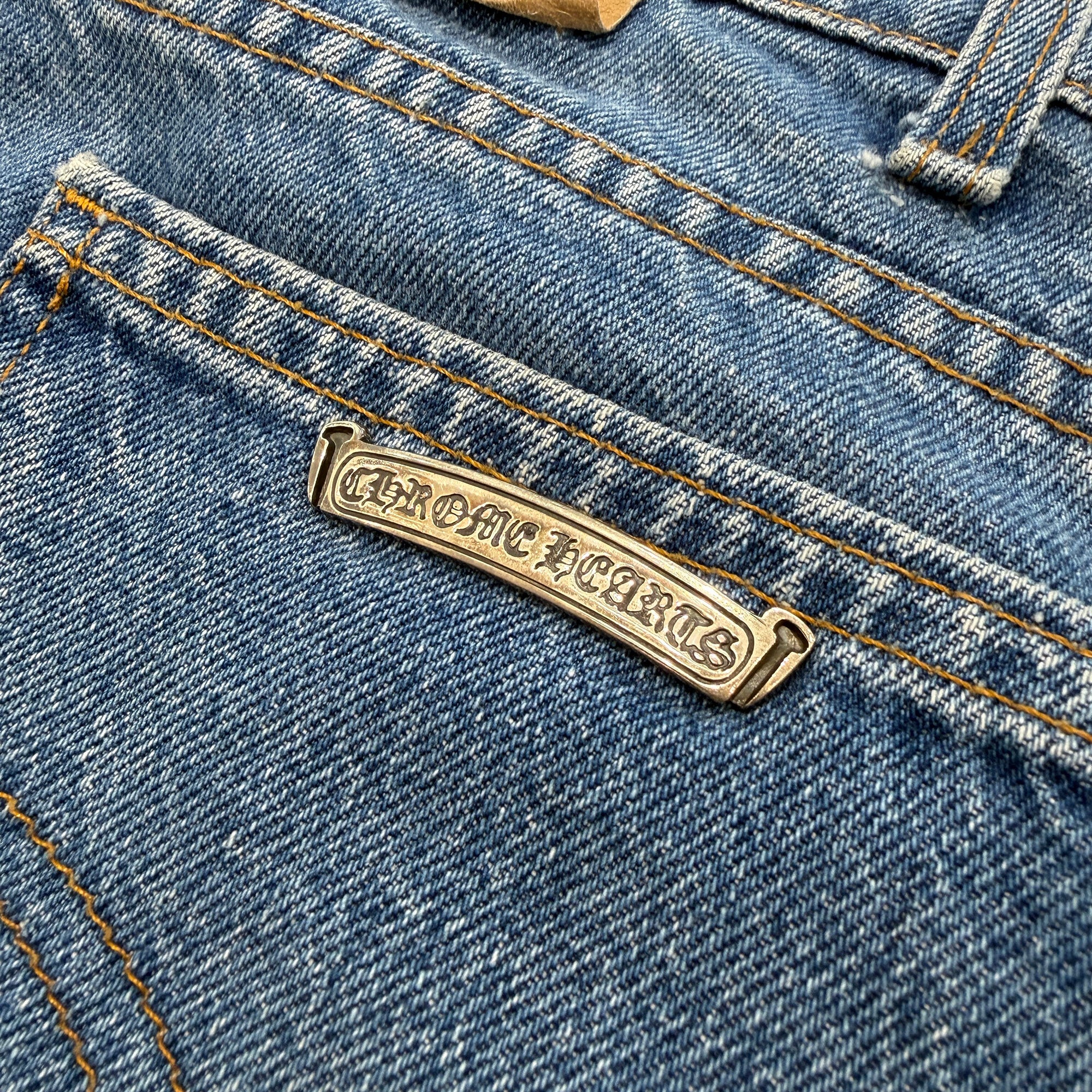 CHROME HEARTS × Levi's 505 VNTG Cemetery Leather Cross Patch Denim Pants Size 33 クロムハーツ × リーバイス 505 ヴィンテージ セメタリーレザークロスパッチ デニムパンツ サイズ33