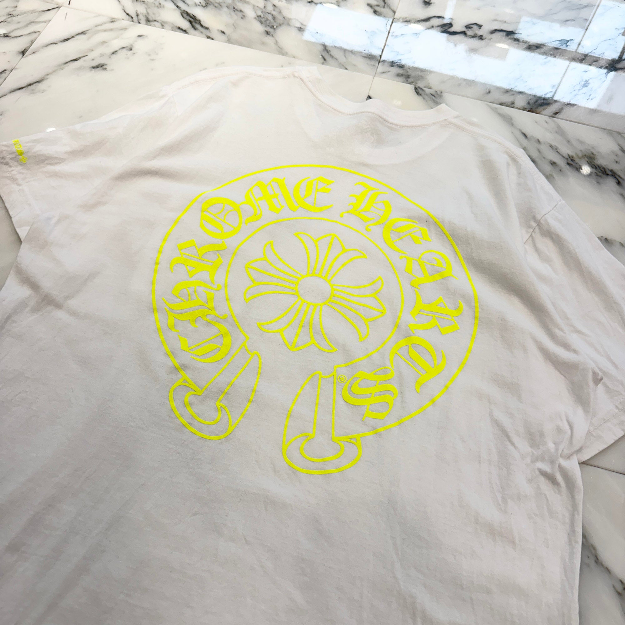 CHROME HEARTS Neon Yellow Horseshoe Tee Size L クロムハーツ ネオンイエロー ホースシュー Tシャツ サイズL