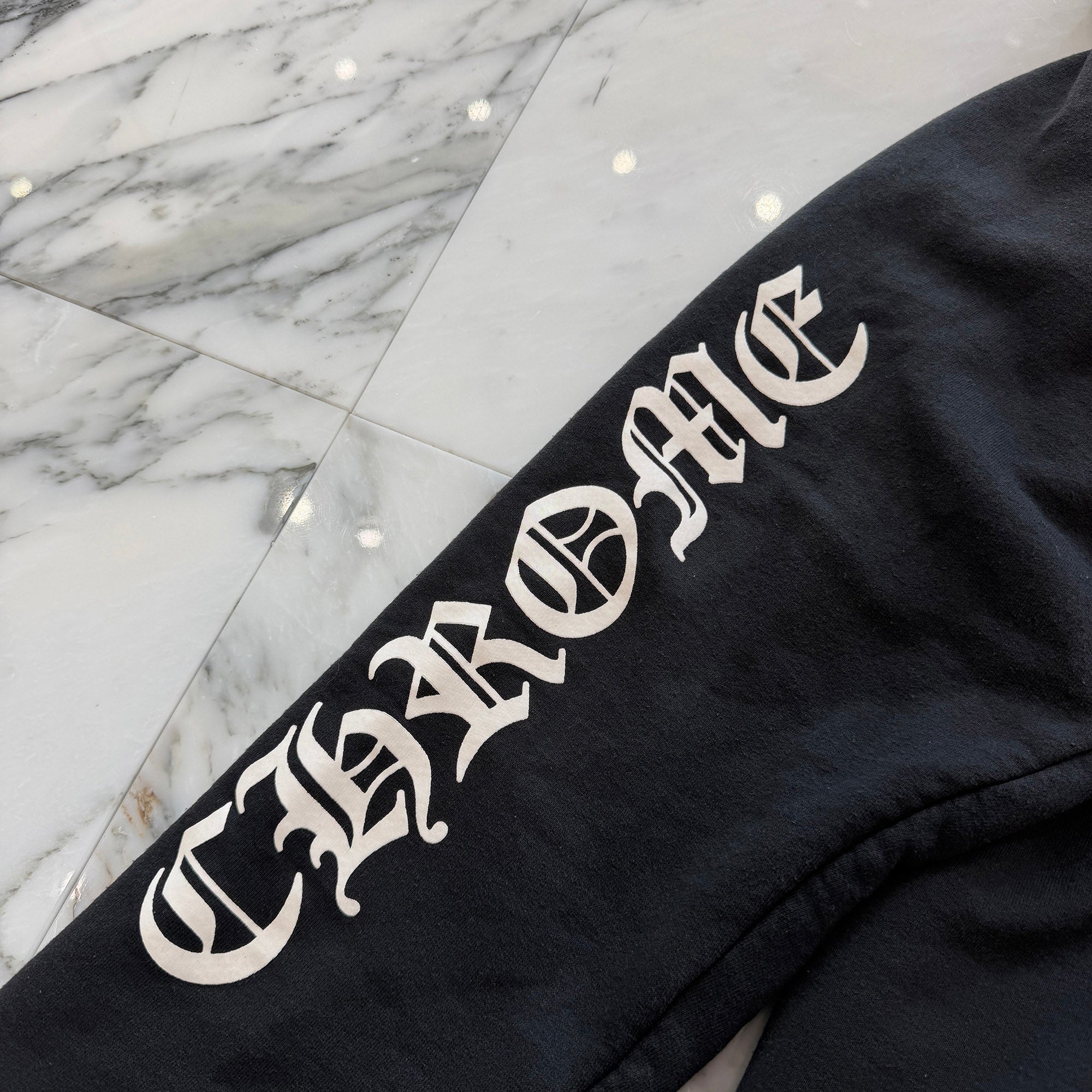 CHROME HEARTS Back Horseshoe Arm Logo Thermal Pullover Hoodie Size M クロムハーツ ファックユー バック ホースシュー サーマル プルオーバーフーディ サイズM