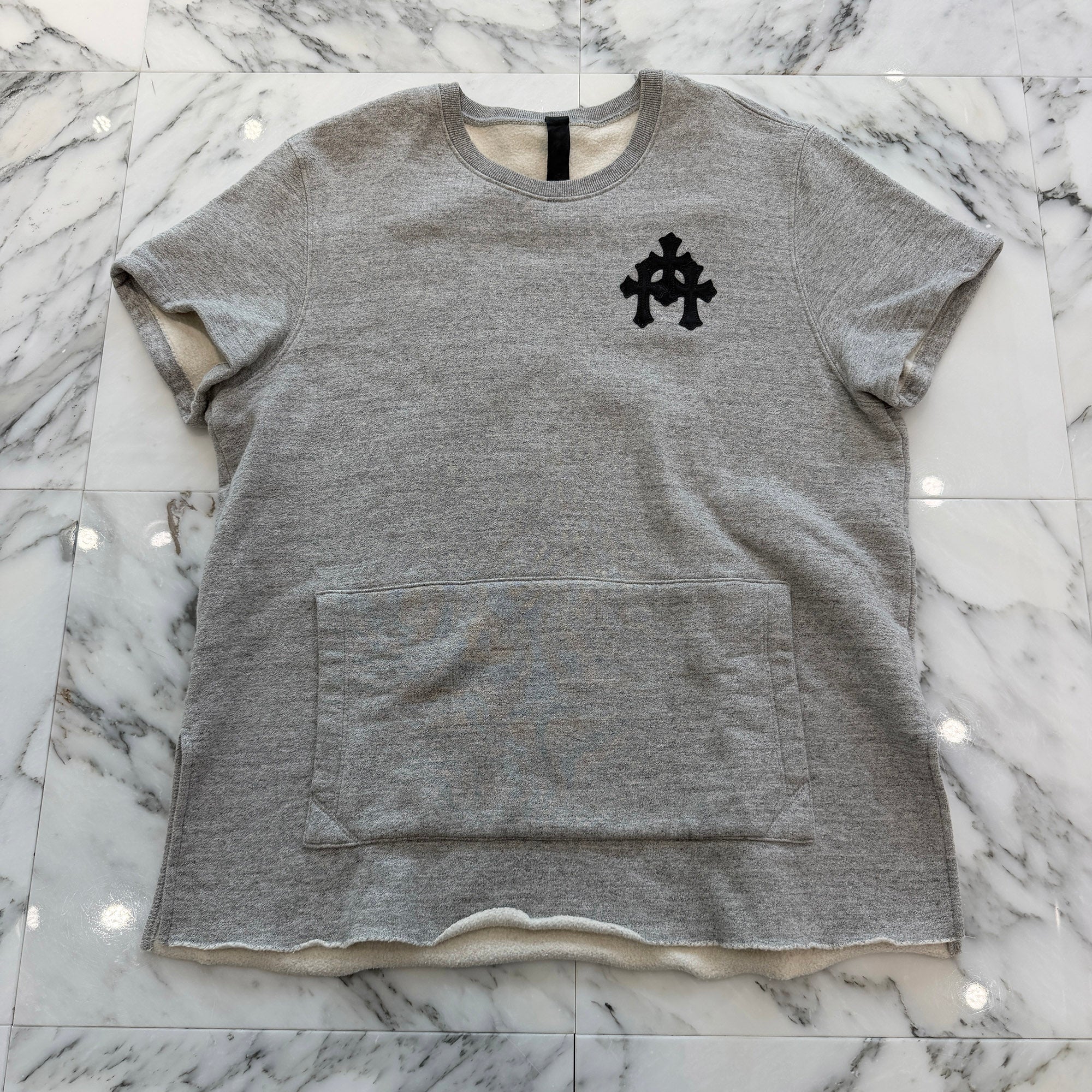 CHROME HEARTS Y NOT Cemetery Cross Leather Patch Pocket Sweat Tee Size XL クロムハーツ ワイノット セメタリークロス レザーパッチ ポケット スウェット Tシャツ サイズXL