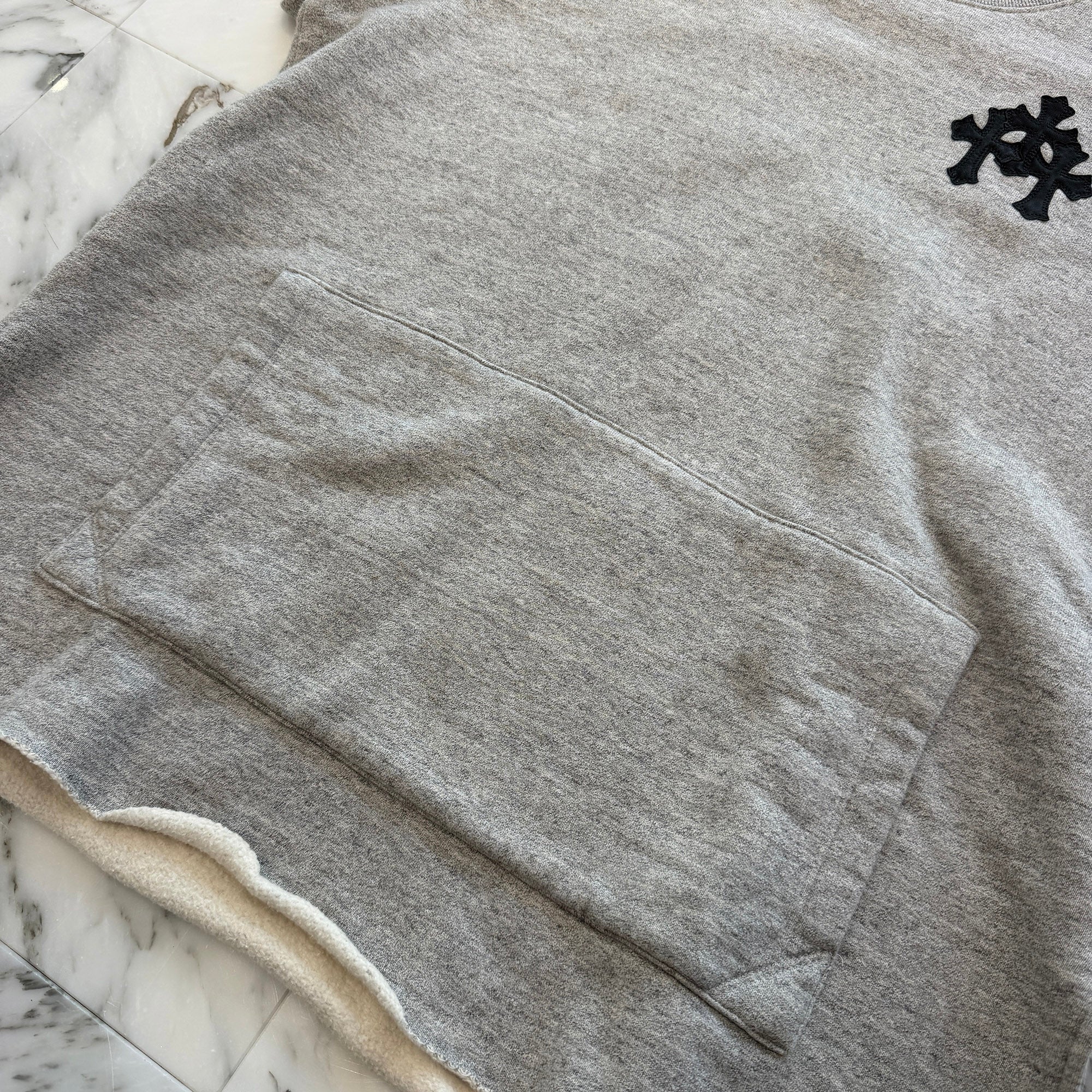 CHROME HEARTS Y NOT Cemetery Cross Leather Patch Pocket Sweat Tee Size XL クロムハーツ ワイノット セメタリークロス レザーパッチ ポケット スウェット Tシャツ サイズXL