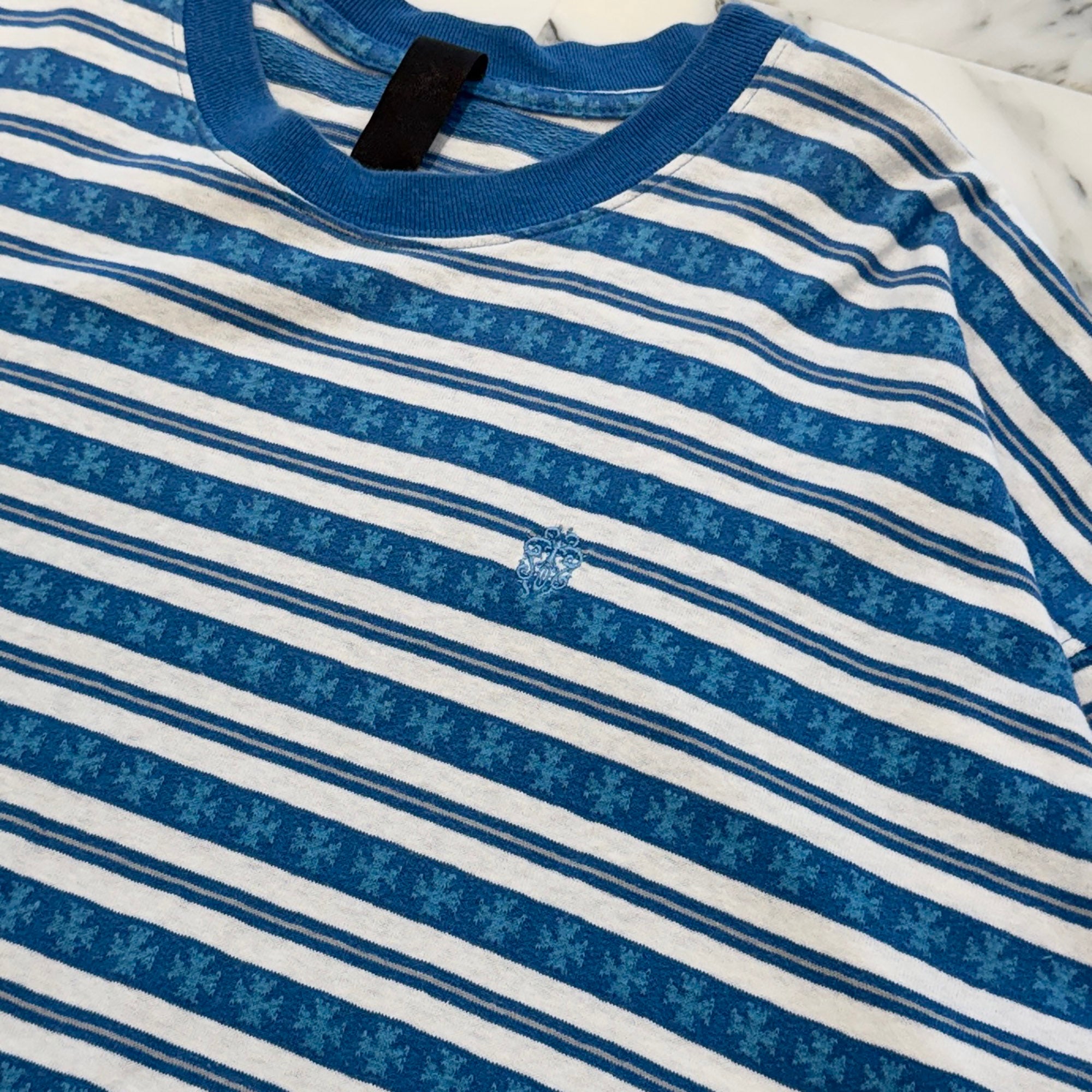 CHROME HEARTS Y NOT Vine Dagger Embroidery CH Plus Stripe Tee Size L クロムハーツ ワイノット ヴァインダガー刺繍 CHプラス ストライプ Tシャツ サイズL