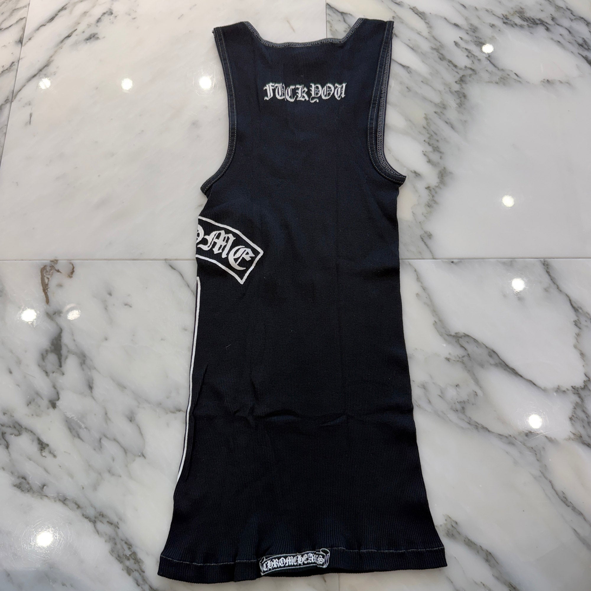 CHROME HEARTS CH Cross Side Vertical Logo Fuck You Tank Top Size S クロムハーツ CHクロス サイド ヴァーティカルロゴ ファックユー タンクトップ サイズS