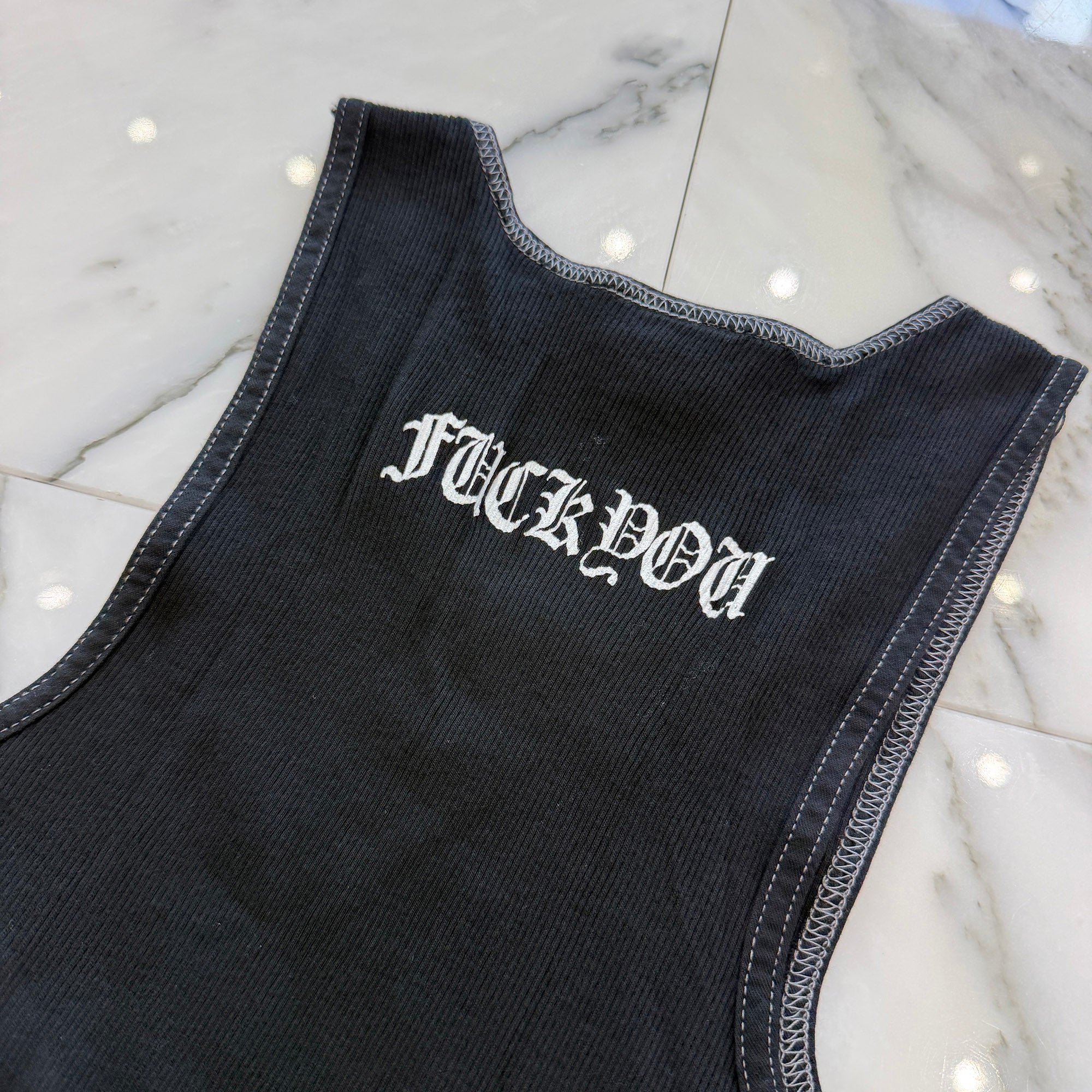 CHROME HEARTS CH Cross Side Vertical Logo Fuck You Tank Top Size S クロムハーツ CHクロス サイド ヴァーティカルロゴ ファックユー タンクトップ サイズS