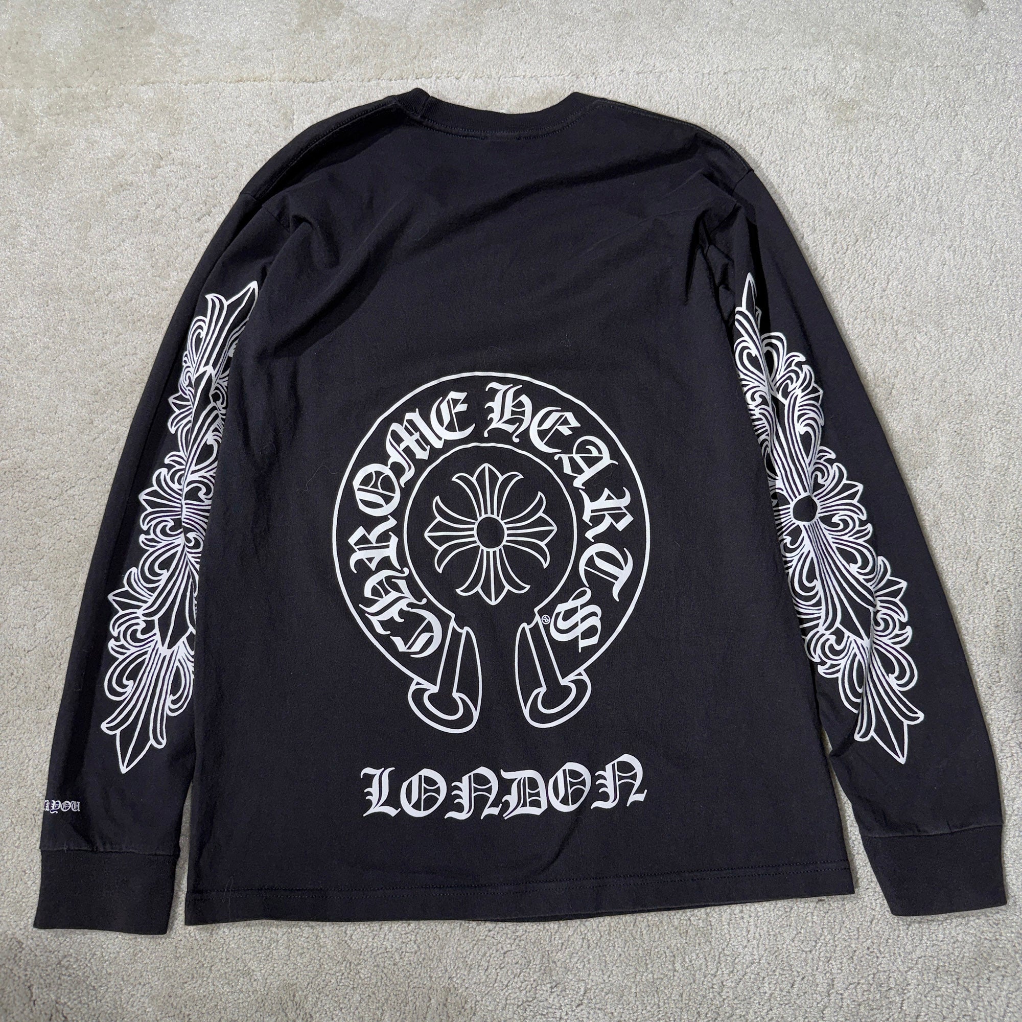 CHROME HEARTS London Limited Floral Cross Horseshoe Long Sleeve Tee L クロムハーツ ロンドン限定 フローラルクロス ホースシュー ロングスリーブ Tシャツ サイズL