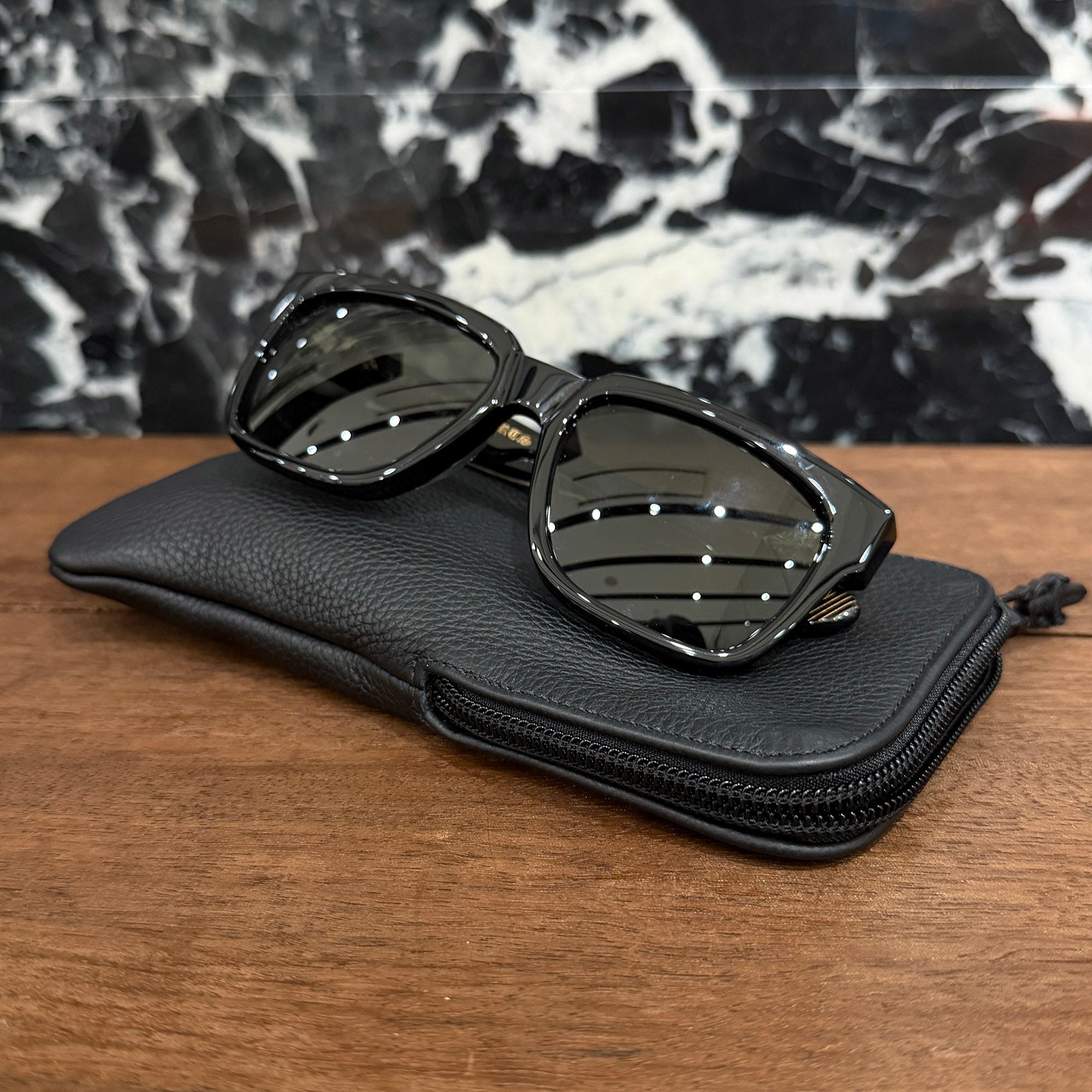 CHROME HEARTS BOX-OFFICER Sunglasses Emerald Dagger Size 56□19-144 クロムハーツ ボックスオフィサー サングラス エメラルドダガー サイズ56□19-144