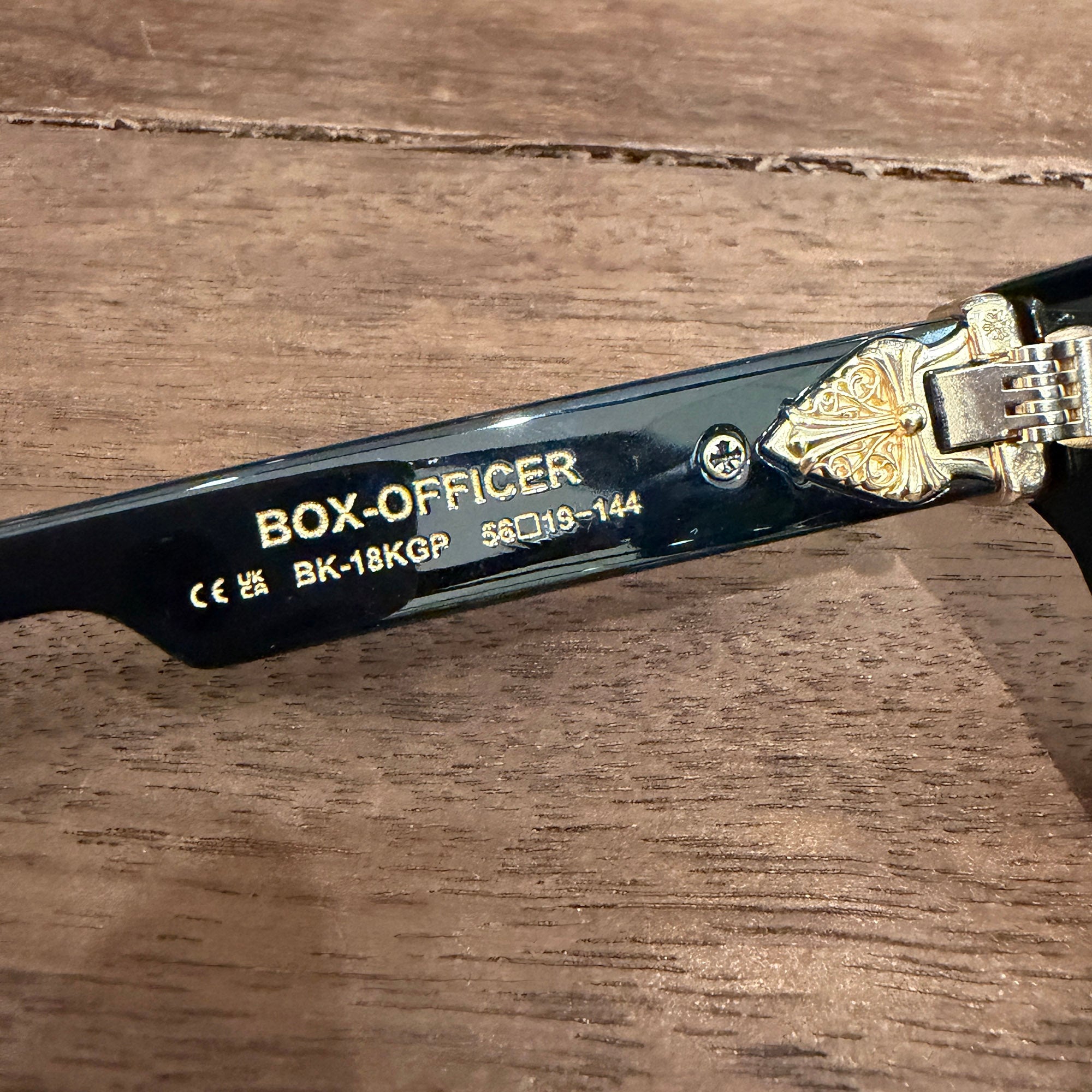 CHROME HEARTS BOX-OFFICER Sunglasses Emerald Dagger Size 56□19-144 クロムハーツ ボックスオフィサー サングラス エメラルドダガー サイズ56□19-144