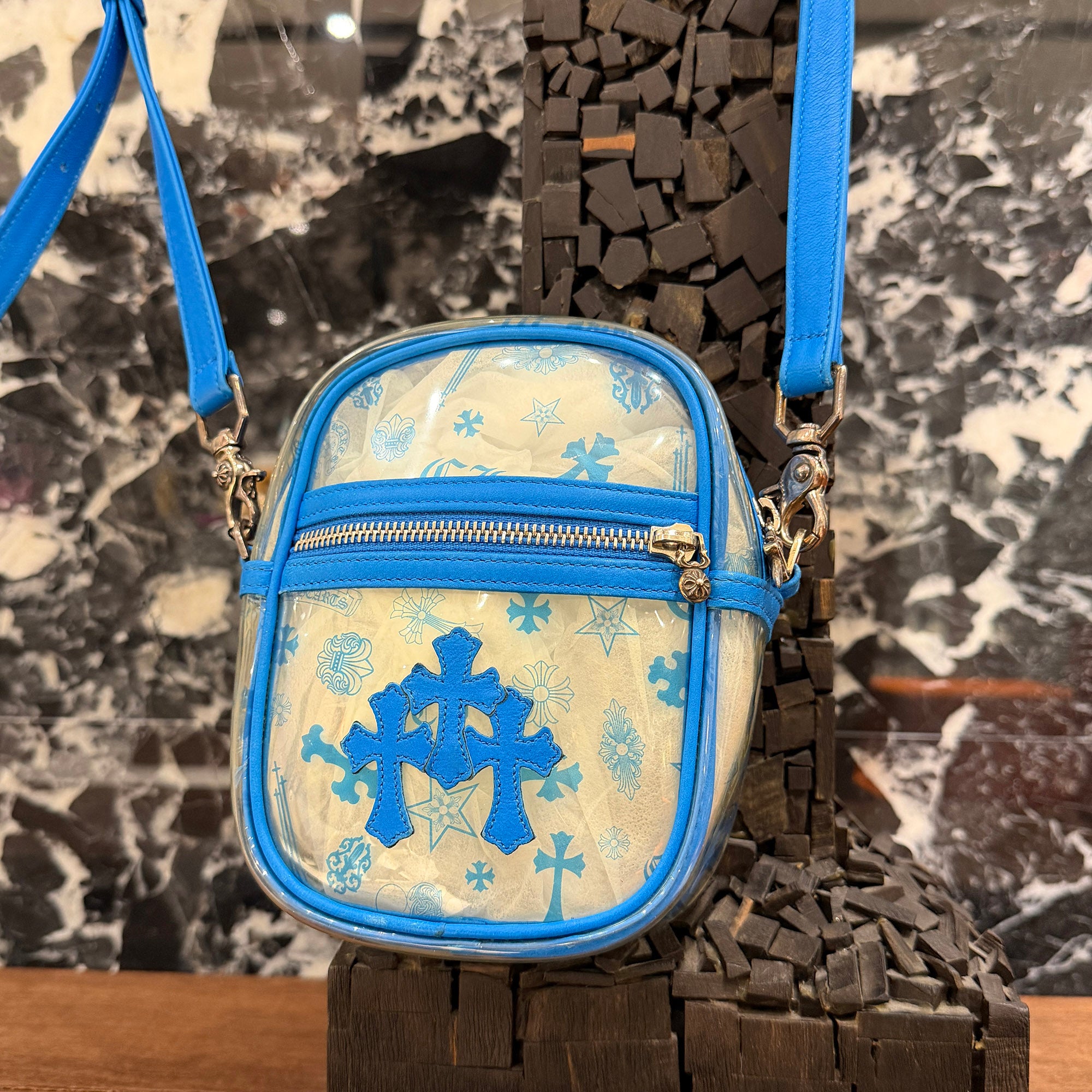 CHROME HEARTS TAKAMINI PVC 3 Cemetery Cross Patch Leather Shoulder Bag クロムハーツ タカミニ PVC 3セメタリークロスパッチ レザーショルダーバッグ