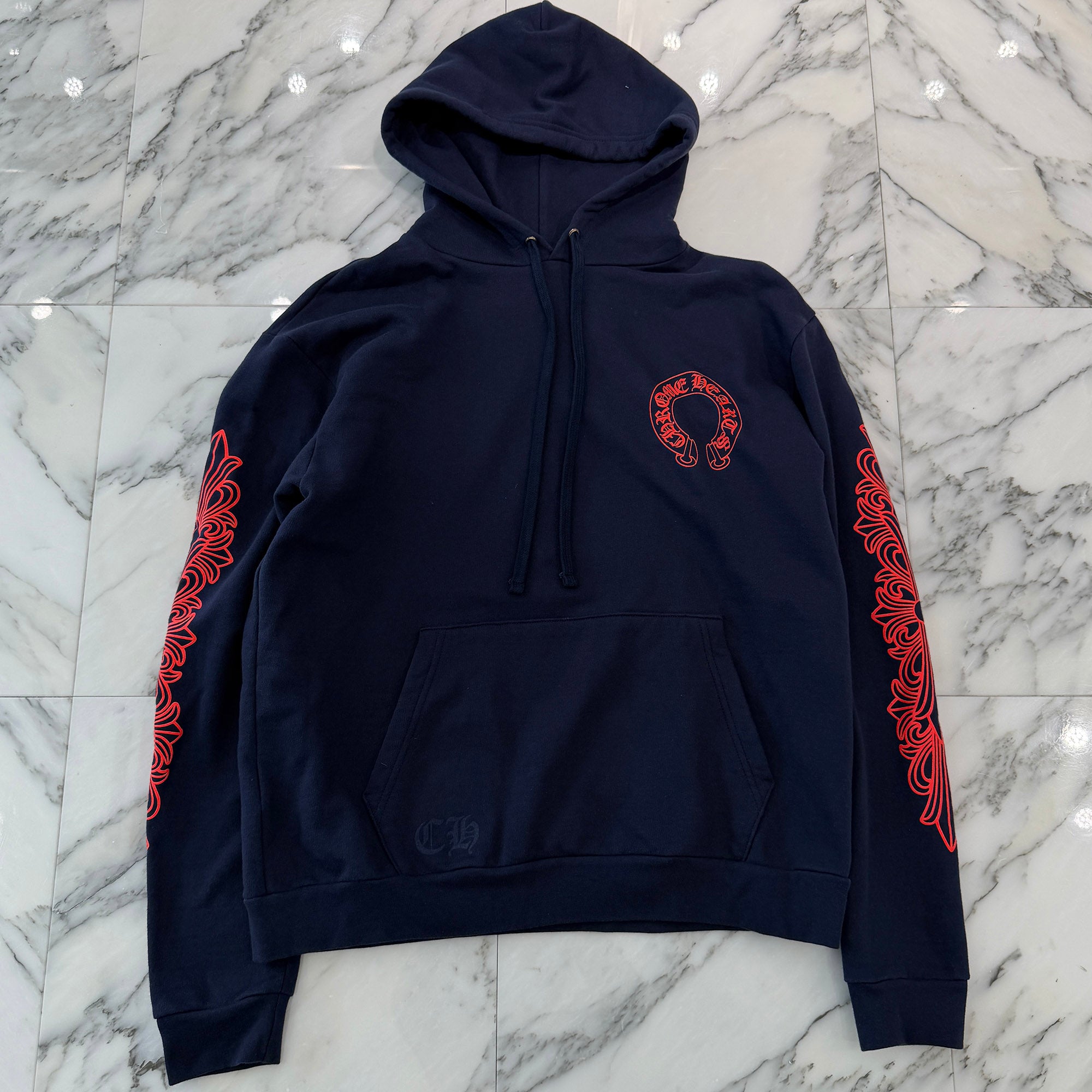 CHROME HEARTS 2025SS Floral Cross Horseshoe Pullover Hoodie Size M クロムハーツ フローラルクロス ホースシュー プルオーバーフーディーサイズM