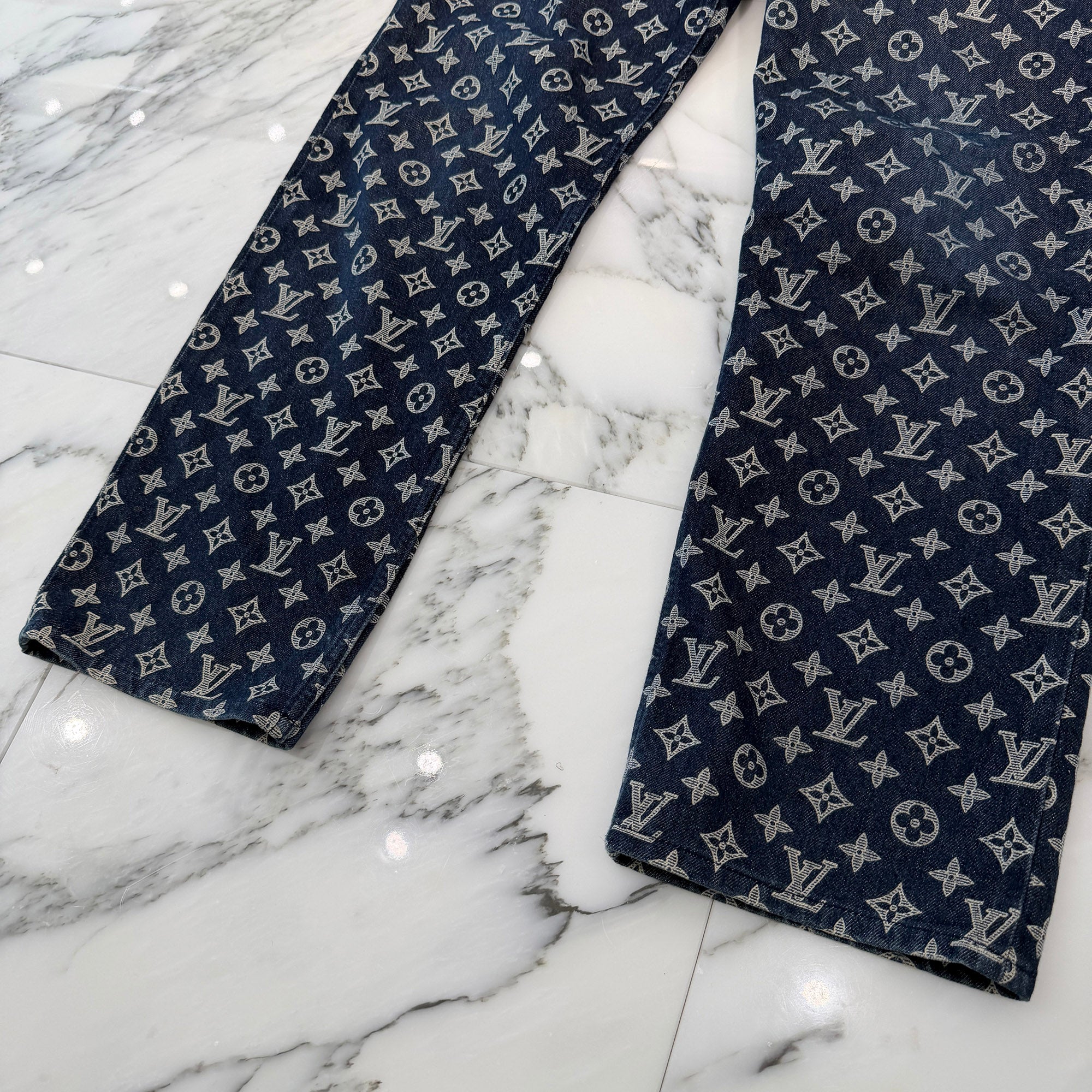 LOUIS VUITTON 2018AW Monogram Denim Pants HFD11W Size 32 ルイヴィトン モノグラム デニムパンツ サイズ32