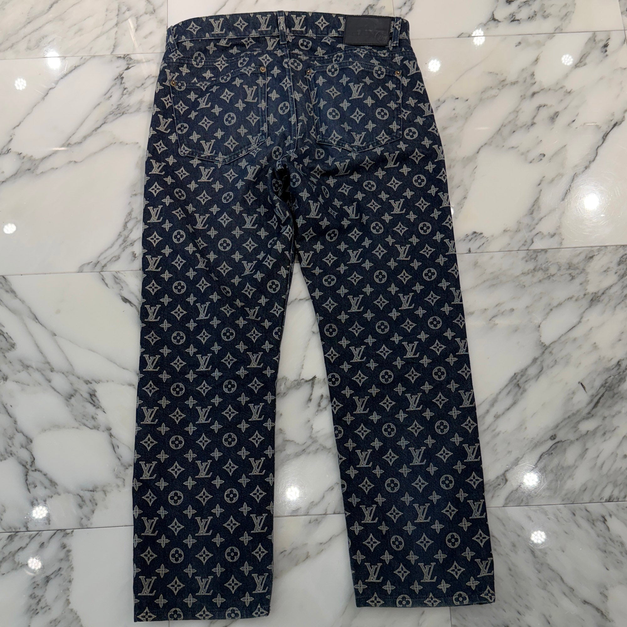 LOUIS VUITTON 2018AW Monogram Denim Pants HFD11W Size 32 ルイヴィトン モノグラム デニムパンツ サイズ32