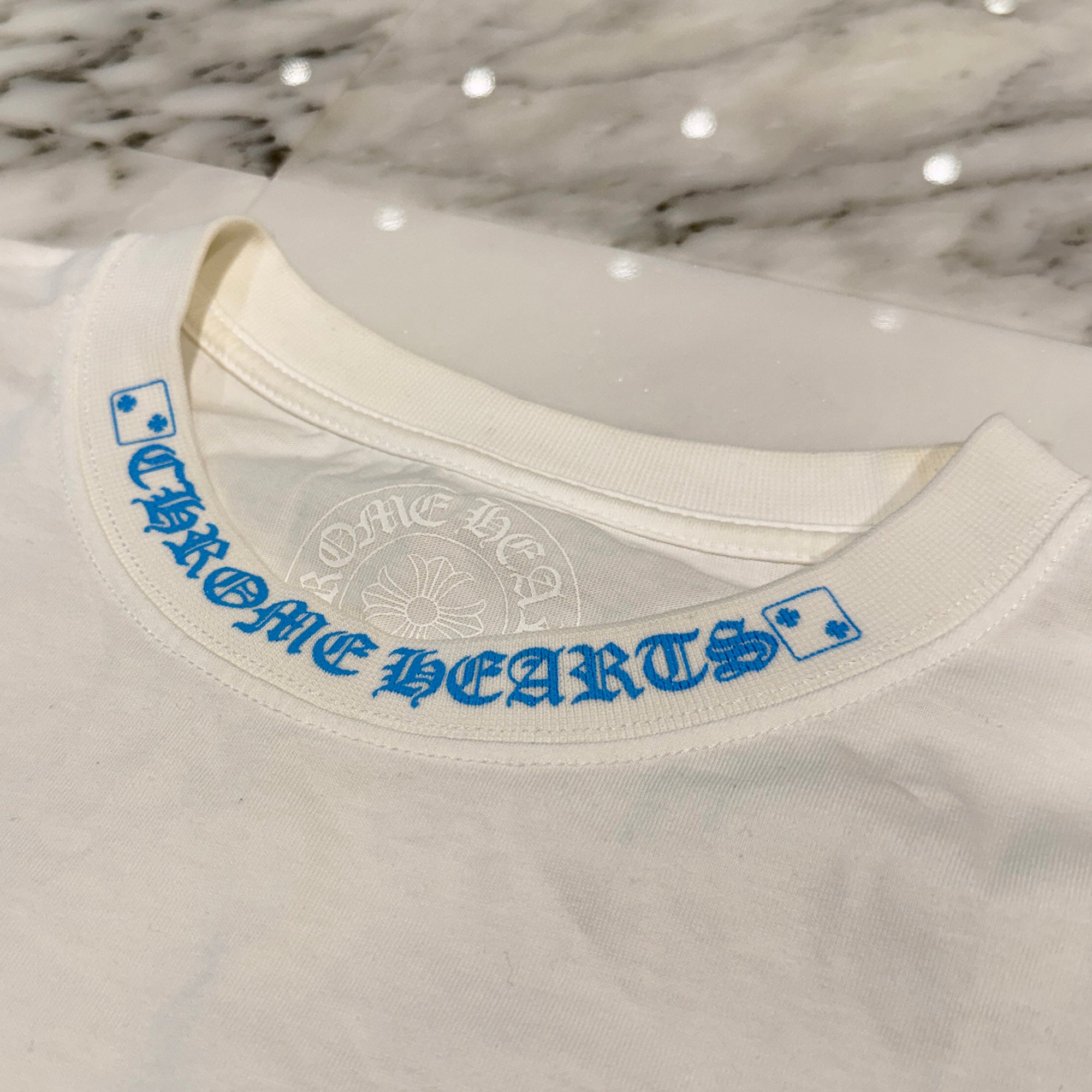 CHROME HEARTS Las Vegas Limited Neck Logo Dice Print Long Sleeve Tee Size L クロムハーツ ラスベガス限定 ネックロゴ ダイス プリント ロングスリーブ Tシャツ サイズL