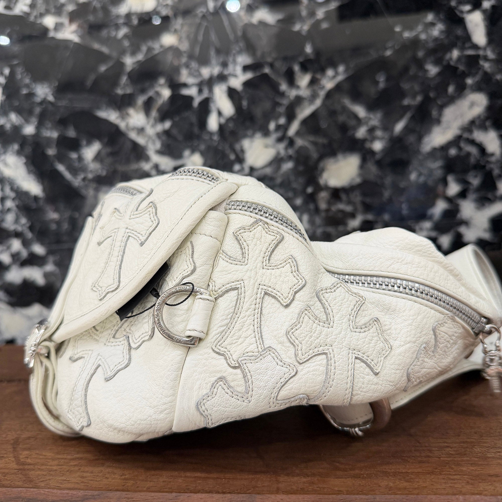 CHROME HEARTS Cemetery Cross Patch SNAT PACK Leather Shoulder Bag クロムハーツ セメタリークロスパッチ スナットパック レザー ショルダーバッグ