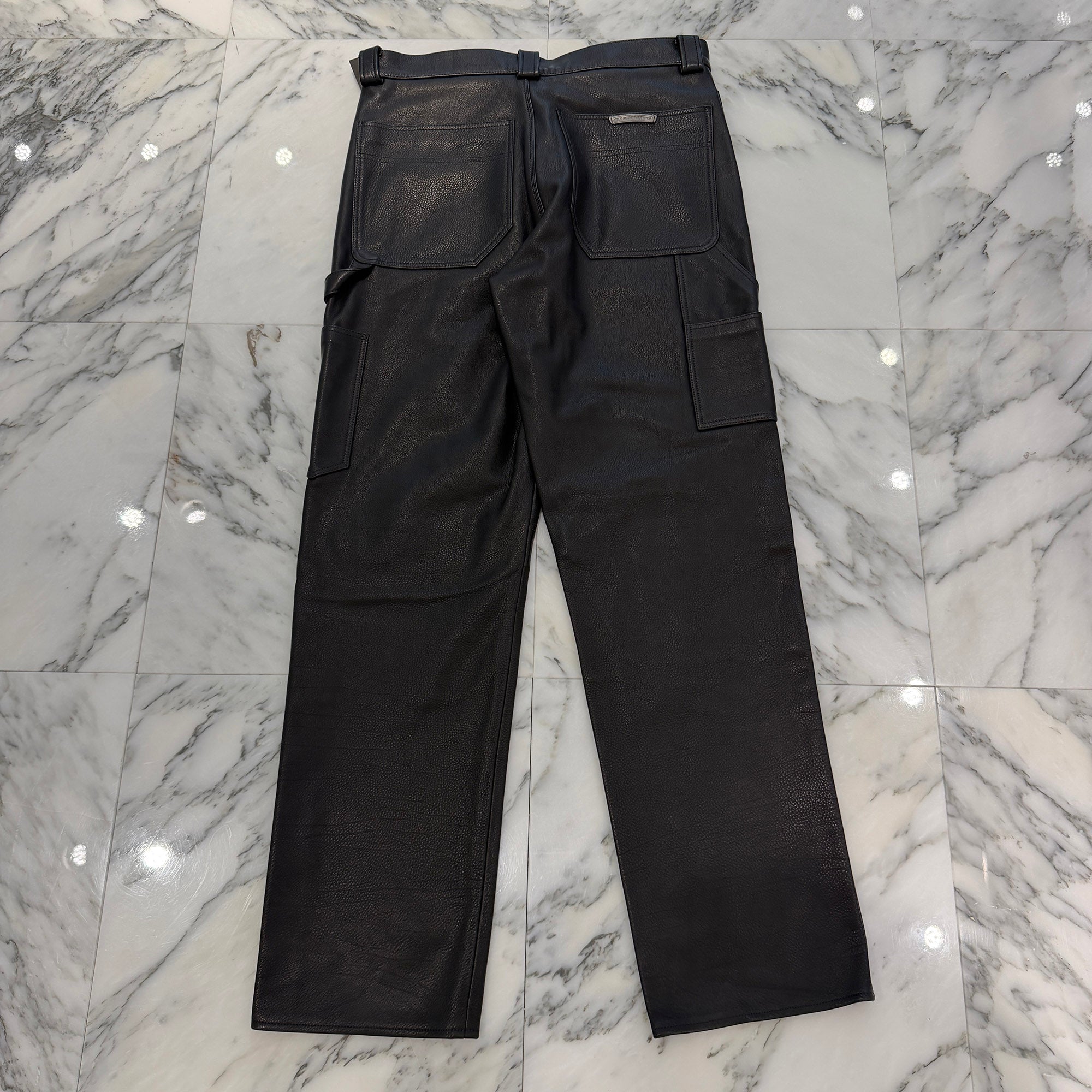 CHROME HEARTS Flare Knee Cross Ball Button Leather Pants Size 32 クロムハーツ フレアニー クロスボールボタン レザーパンツ サイズ32