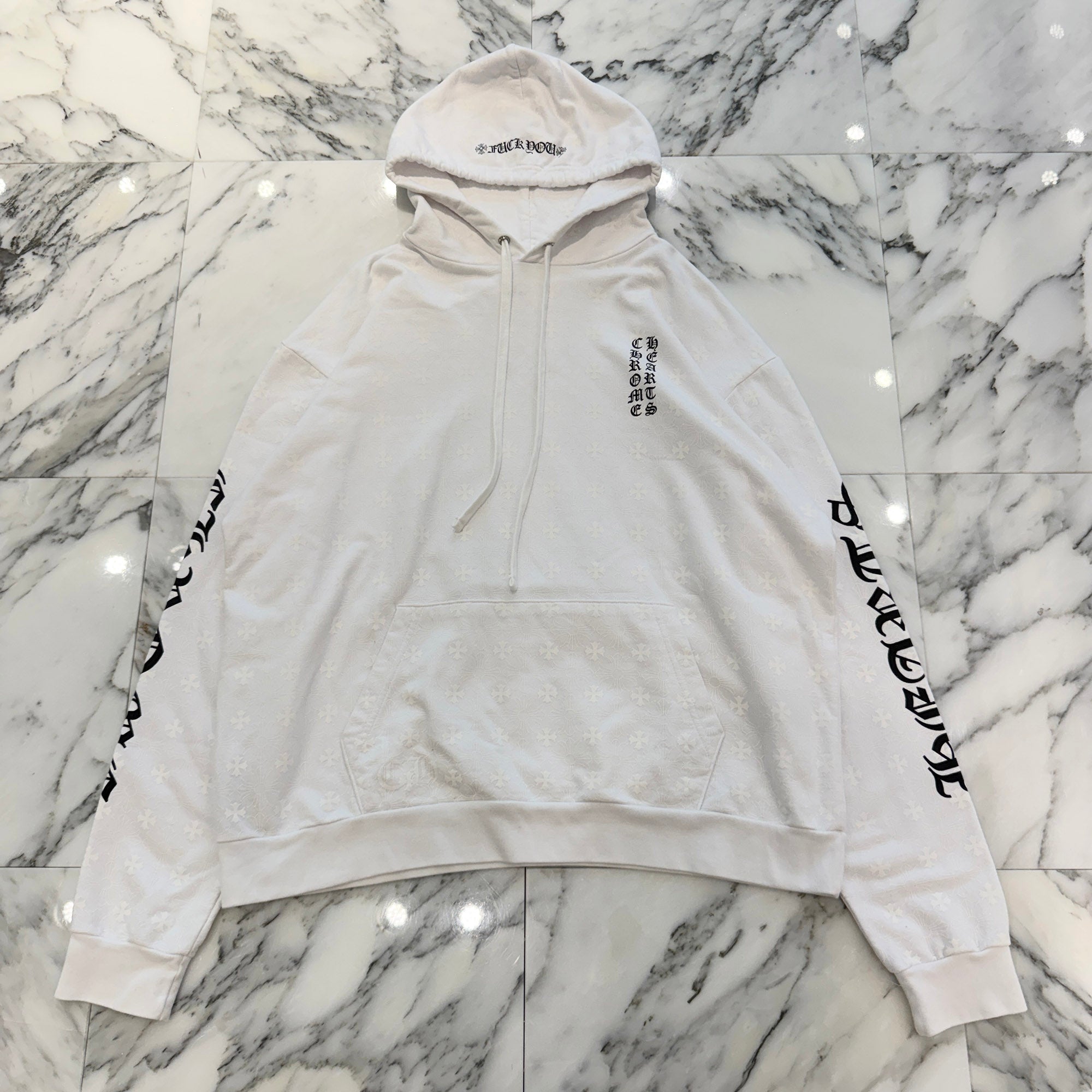 CHROME HEARTS Vertical Logo CH Plus Pullover Hoodie Size L クロムハーツ ヴァーティカルロゴ CHプラス総柄 プルオーバーフーディ サイズL