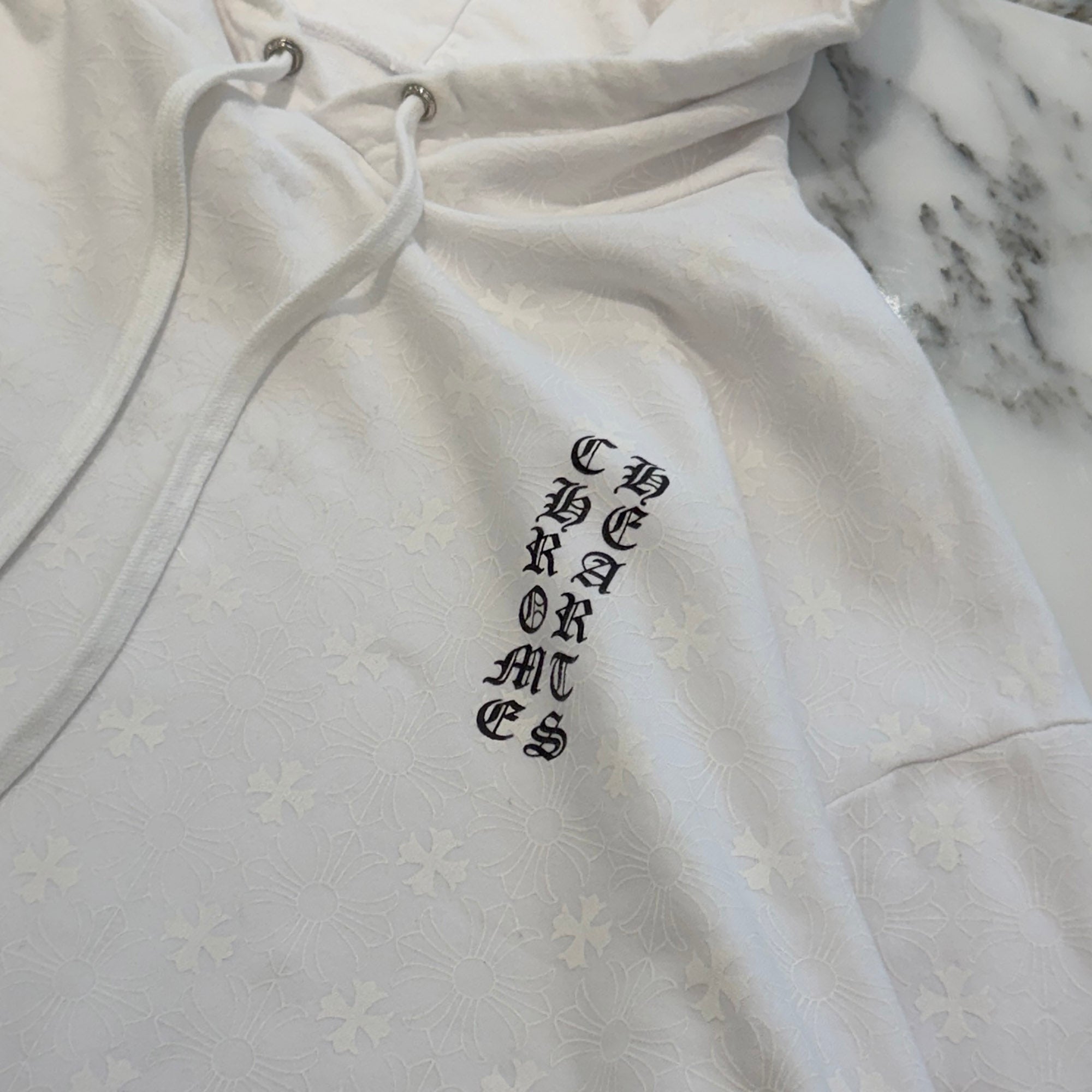 CHROME HEARTS Vertical Logo CH Plus Pullover Hoodie Size L クロムハーツ ヴァーティカルロゴ CHプラス総柄 プルオーバーフーディ サイズL