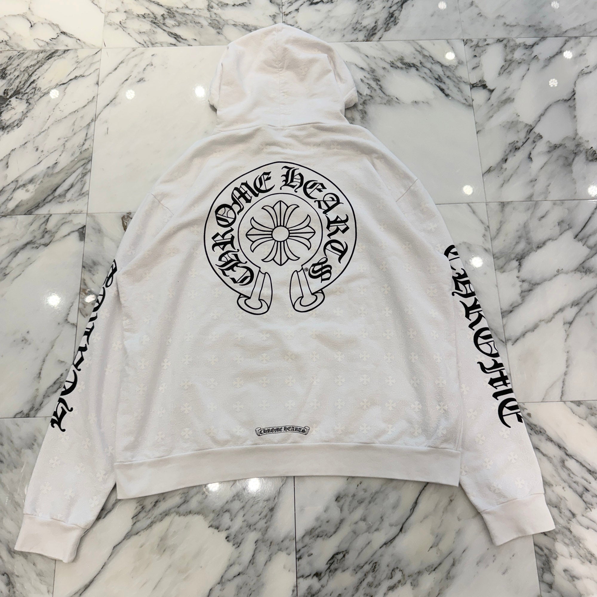 CHROME HEARTS Vertical Logo CH Plus Pullover Hoodie Size L クロムハーツ ヴァーティカルロゴ CHプラス総柄 プルオーバーフーディ サイズL