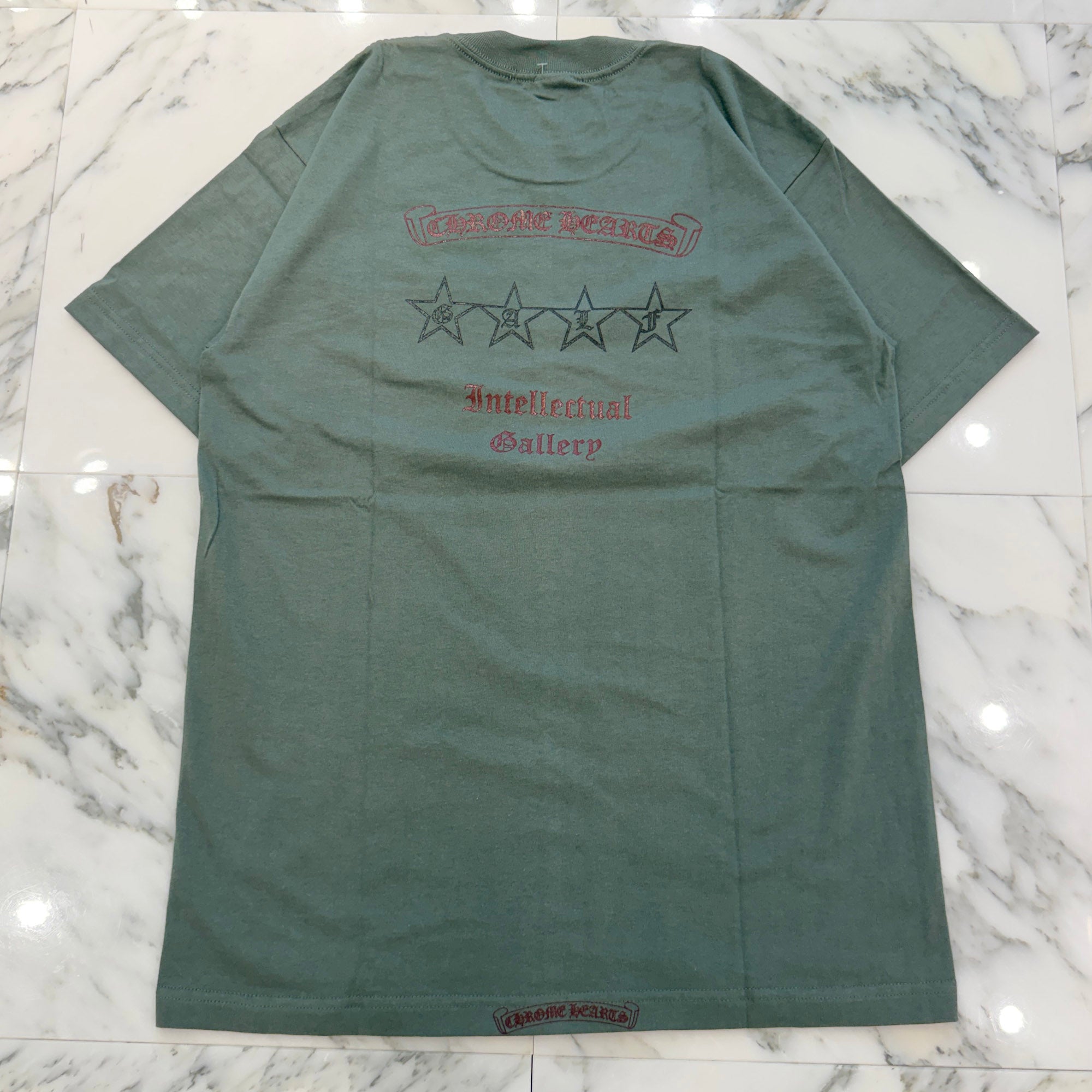 CHROME HEARTS Intellectual Gallery Limited Vertical Logo Back Scroll Tee Size L クロムハーツ インテレクチュアルギャラリー限定 ヴァーティカルロゴ バックスクロールTシャツ サイズL