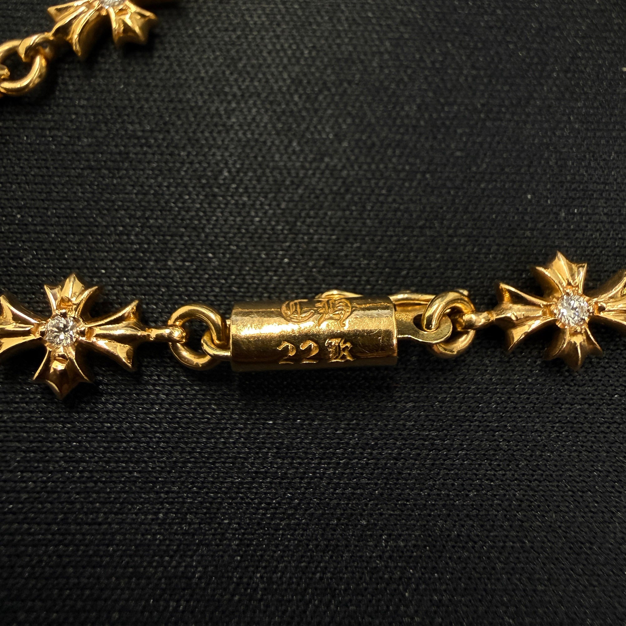 CHROME HEARTS 22K Tiny E CH Plus Diamond Bracelet 11 LINK クロムハーツ 22K タイニーE CHプラス ダイヤモンド ブレスレット 11リンク