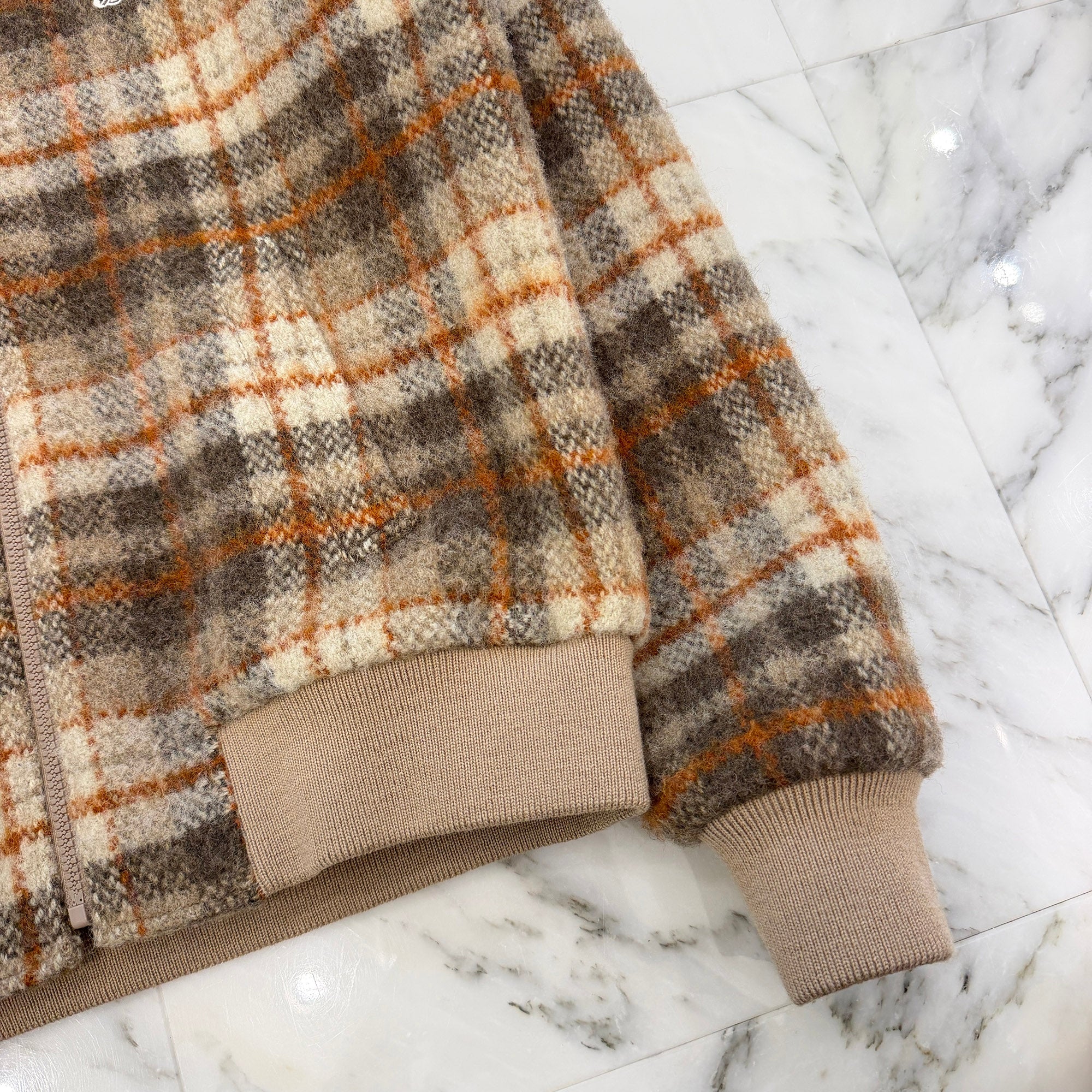 CELINE 2023AW Loose Teddy Brushed Check Tweed Zip Up Jacket 2V88R781V.40VA Size 44 セリーヌ ルーズ テディ ブラッシュド チェック ツイード ジップアップジャケット サイズ44