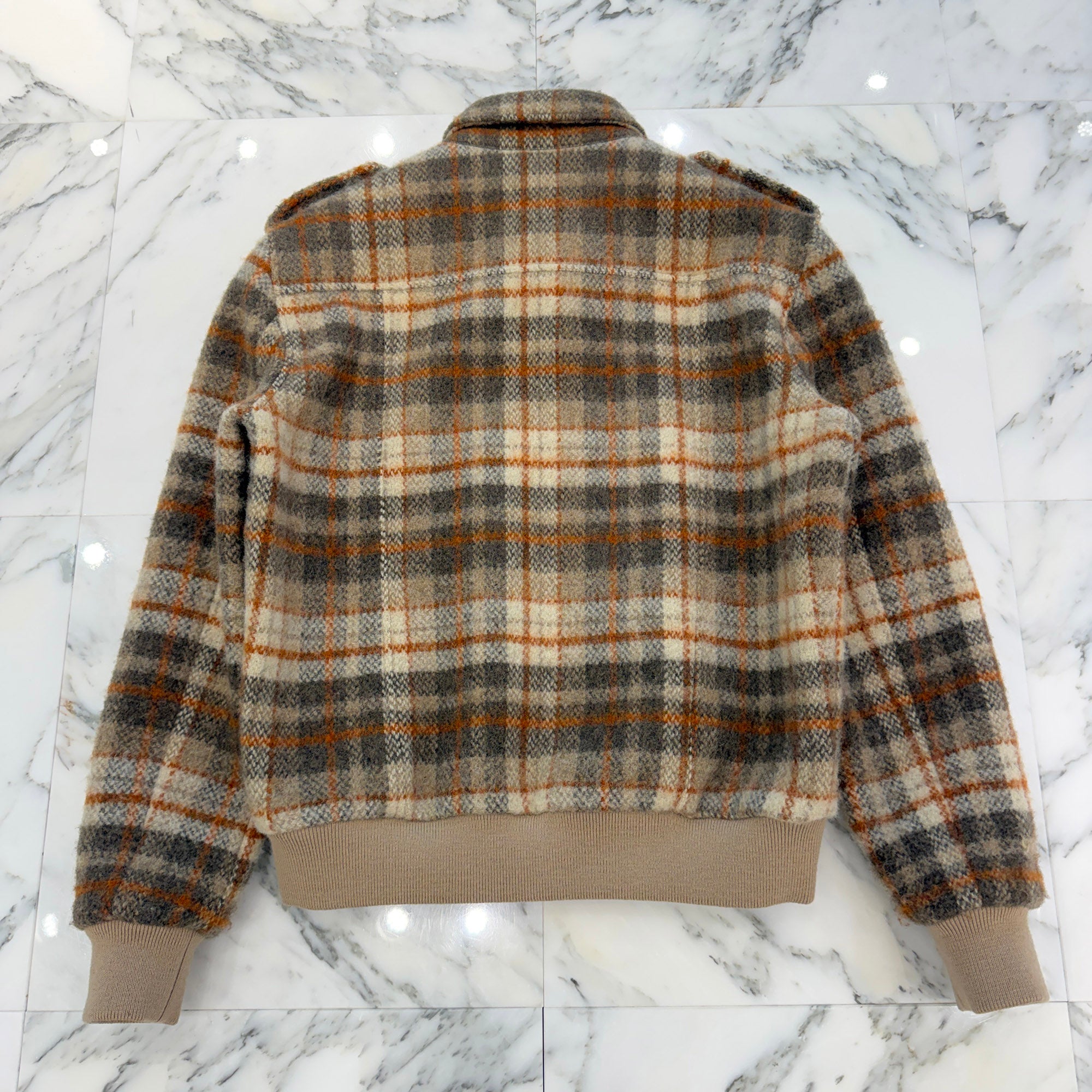 CELINE 2023AW Loose Teddy Brushed Check Tweed Zip Up Jacket 2V88R781V.40VA Size 44 セリーヌ ルーズ テディ ブラッシュド チェック ツイード ジップアップジャケット サイズ44