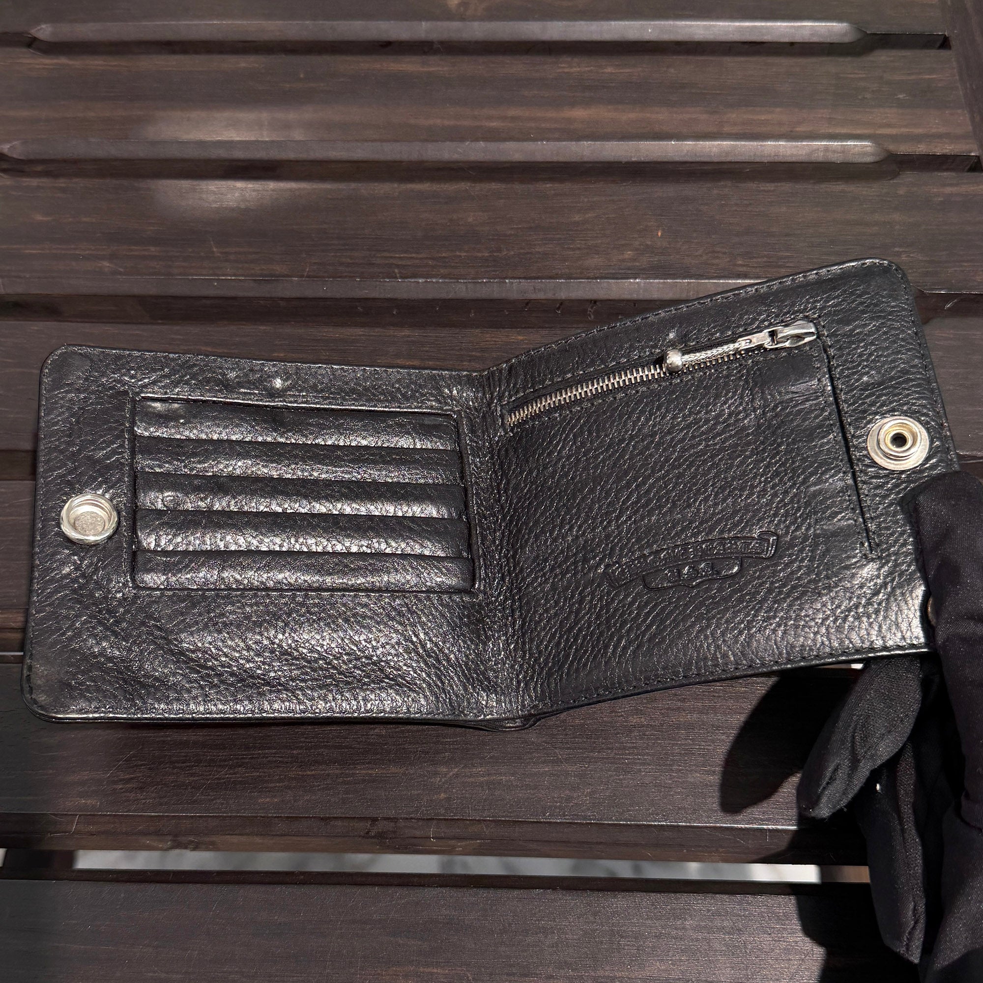 CHROME HEARTS 1SNAP Cross Ball Button Leather Wallet クロムハーツ 1スナップ クロスボールボタン レザーウォレット
