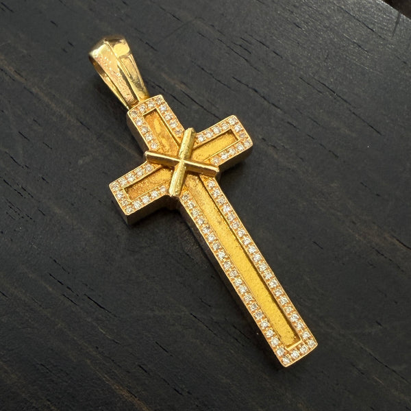 CHROME HEARTS 22K MAPPLE THORPE CROSS Charm Pendant Top Pave Diamond クロムハーツ 22K メープルソープ クロス チャーム ペンダントトップ パヴェダイヤモンド