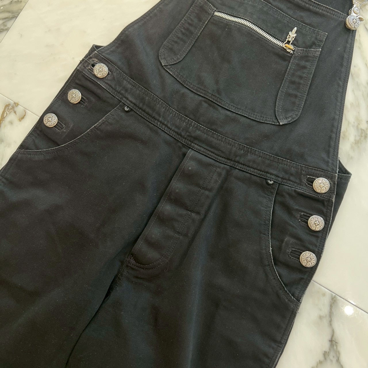 CHROME HEARTS Horseshoe Button Flare Knee Denim OVERALL Size 32 クロムハーツ ホースシューボタン フレアニー デニムオーバーオール サイズ32